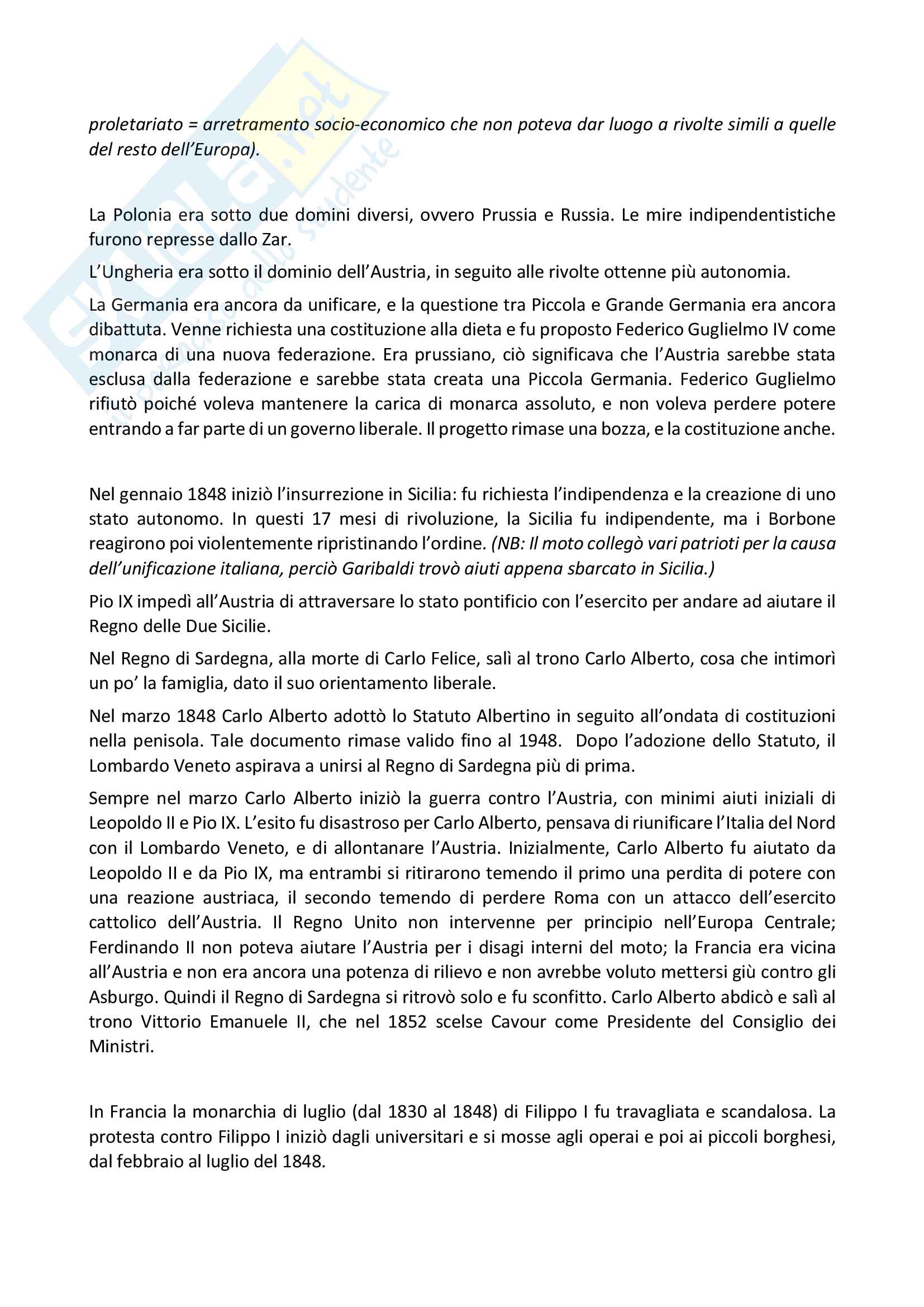 Storia dell'800 e del 900 Prof Piccardo Unige LCM Storia contemporanea Pag. 6