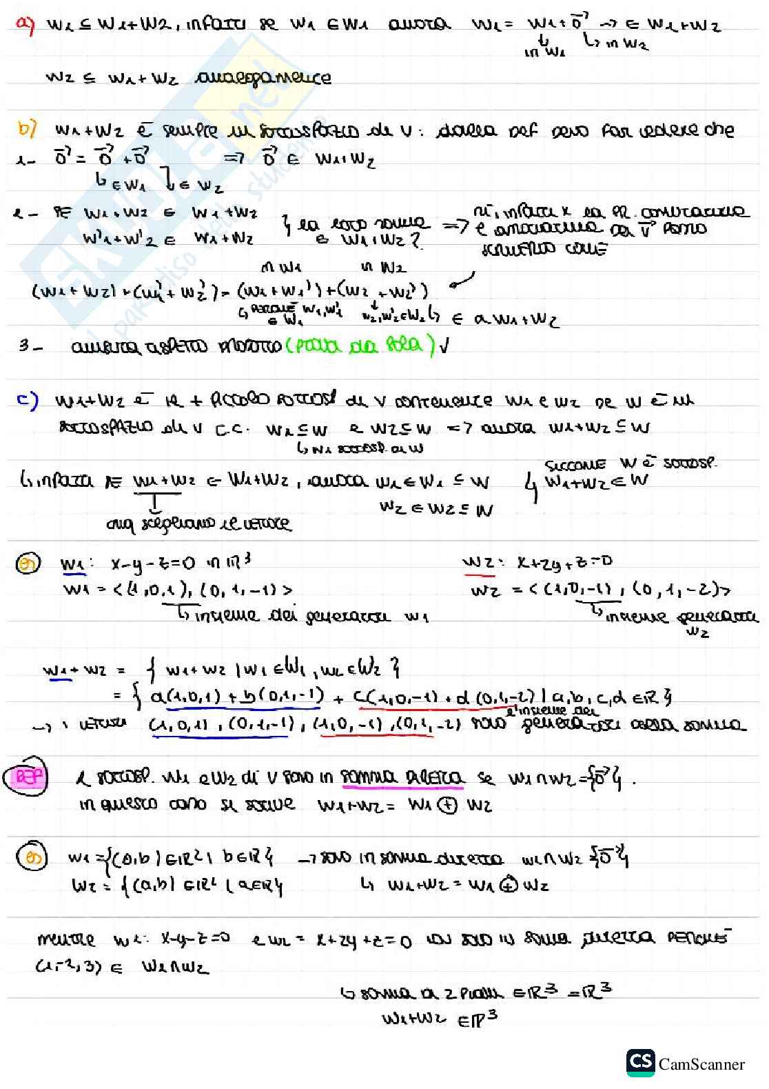 Sottospazi vettoriali, insieme di generatori e base  Pag. 6