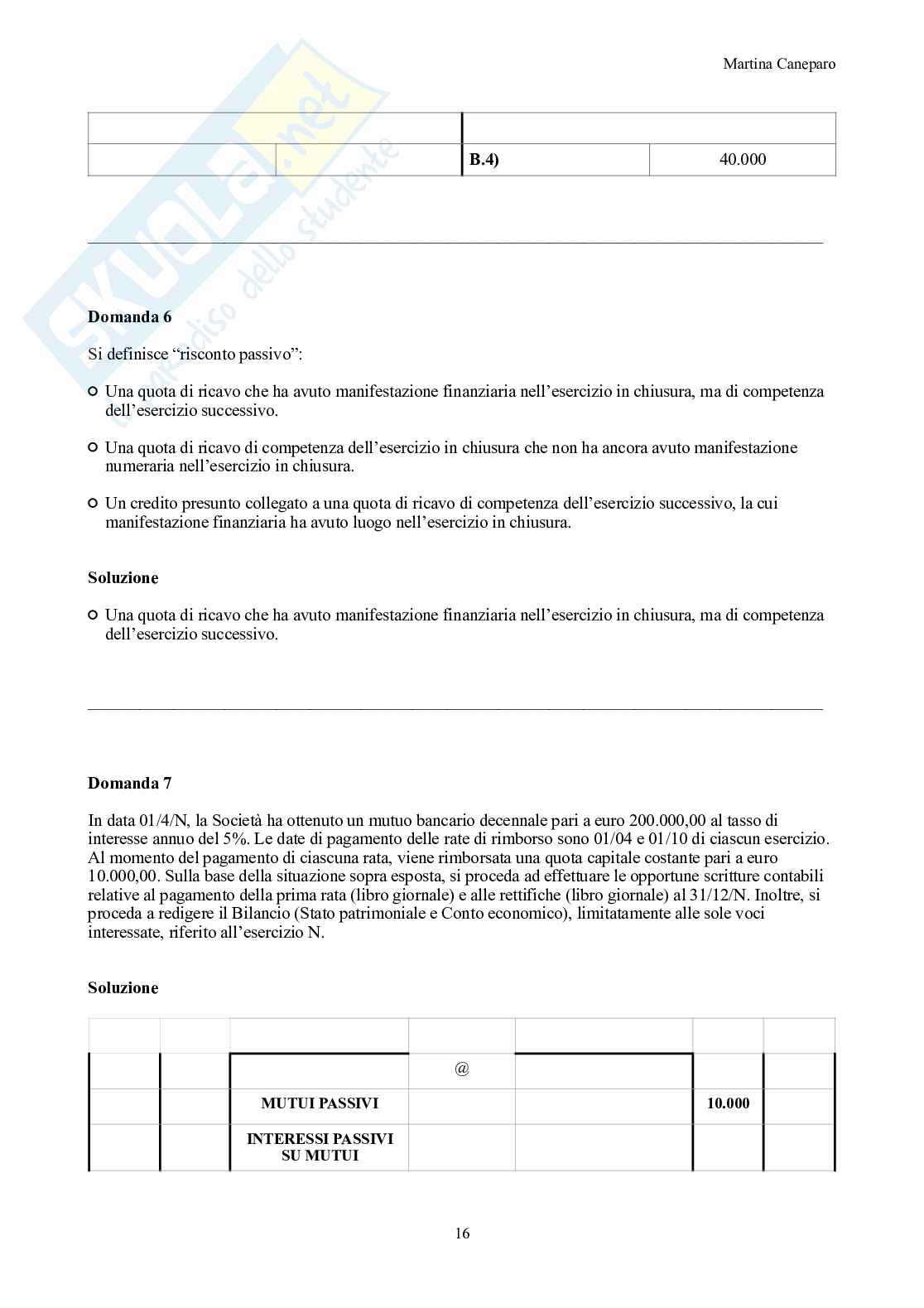 Ragioneria – Parte 3 – 8 appelli d'esame svolti + esercitazioni attivo e passivo Pag. 16