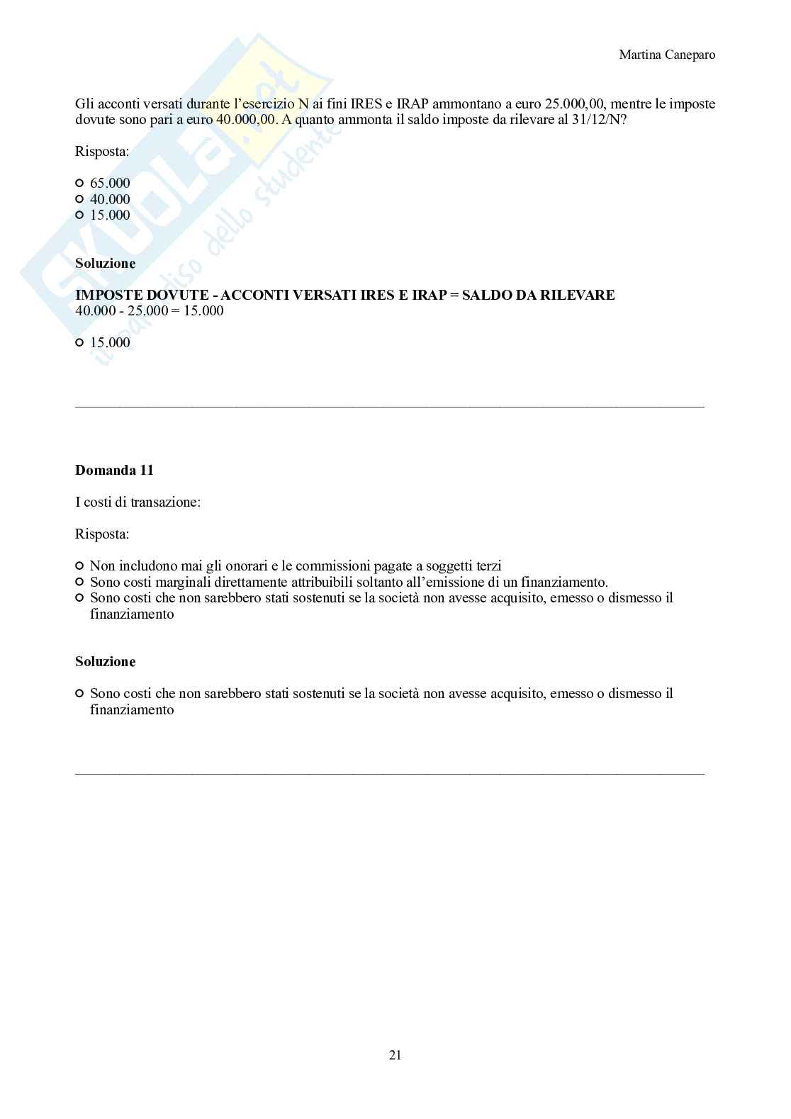 Ragioneria – Parte 3 – 8 appelli d'esame svolti + esercitazioni attivo e passivo Pag. 21