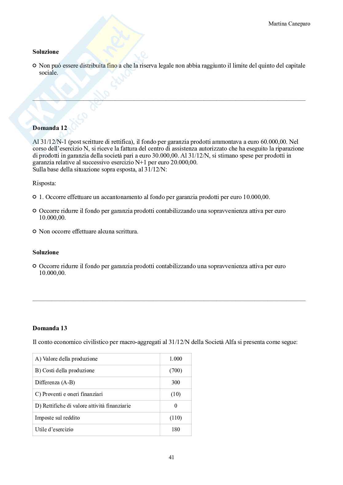 Ragioneria – Parte 3 – 8 appelli d'esame svolti + esercitazioni attivo e passivo Pag. 41
