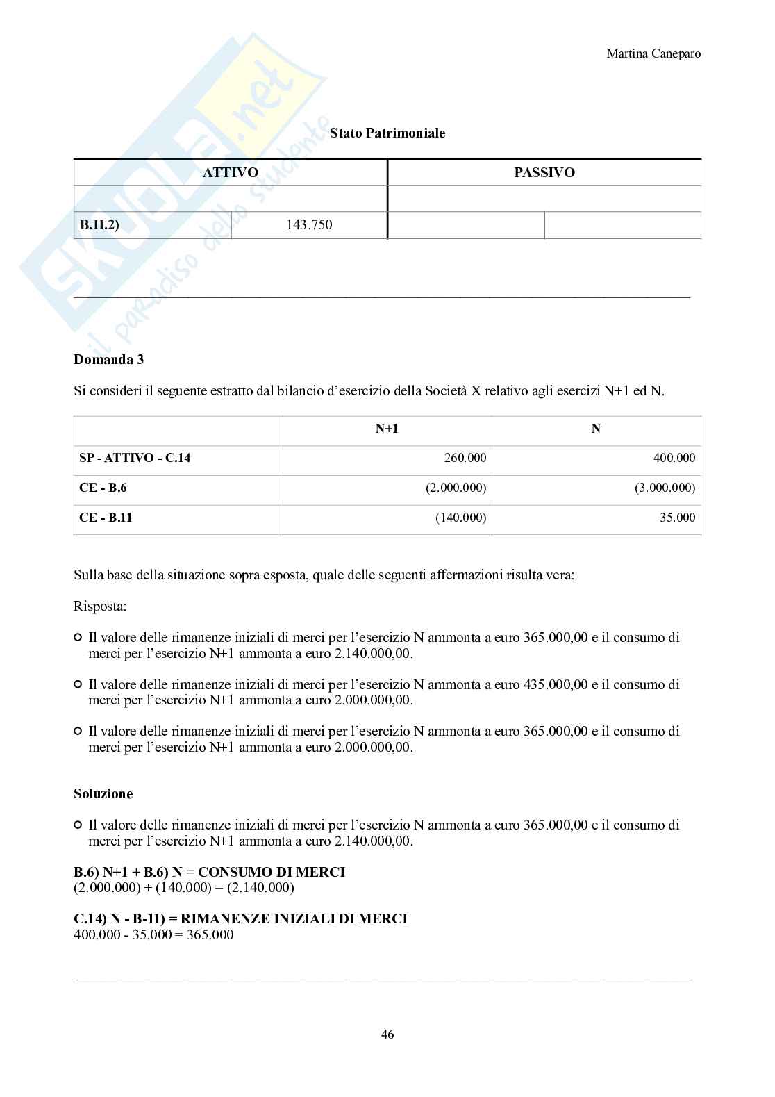 Ragioneria – Parte 3 – 8 appelli d'esame svolti + esercitazioni attivo e passivo Pag. 46