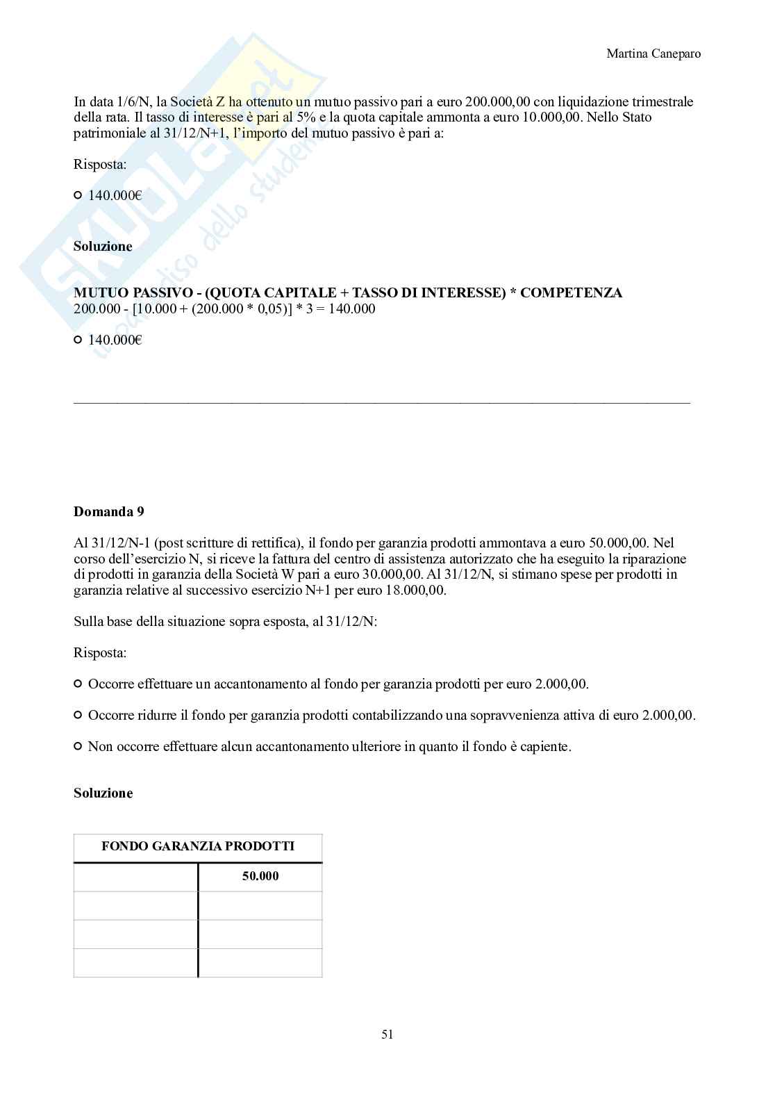 Ragioneria – Parte 3 – 8 appelli d'esame svolti + esercitazioni attivo e passivo Pag. 51