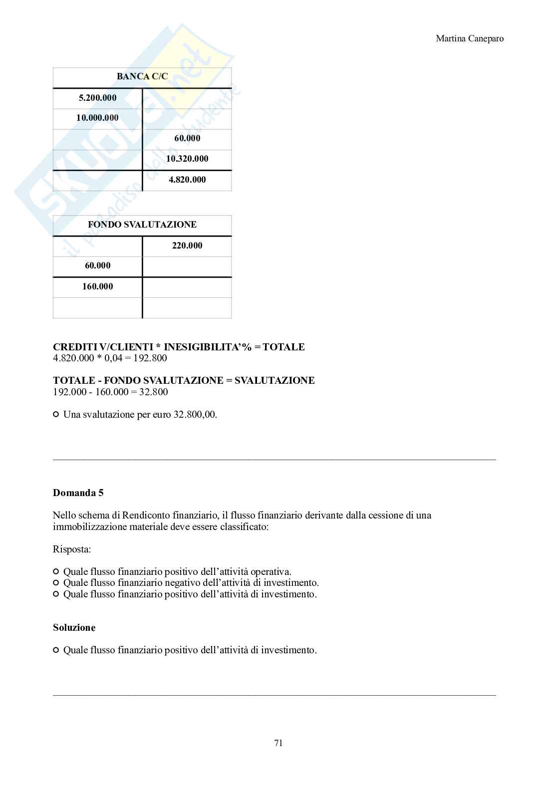 Ragioneria – Parte 3 – 8 appelli d'esame svolti + esercitazioni attivo e passivo Pag. 71