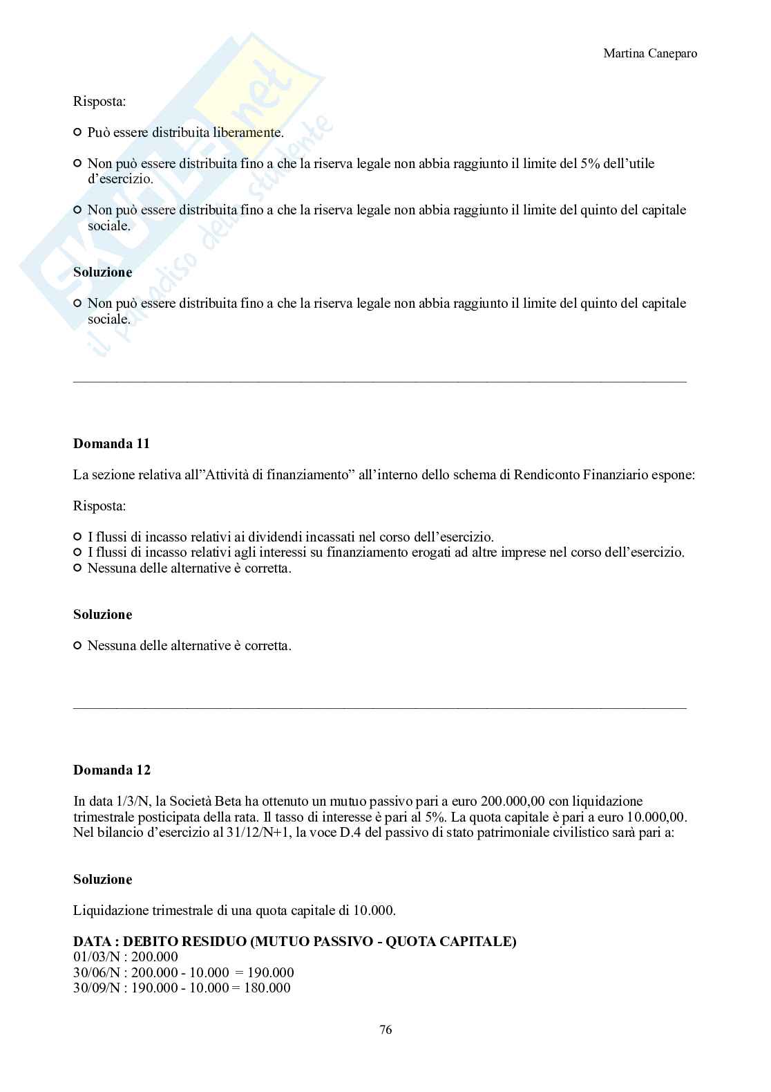 Ragioneria – Parte 3 – 8 appelli d'esame svolti + esercitazioni attivo e passivo Pag. 76