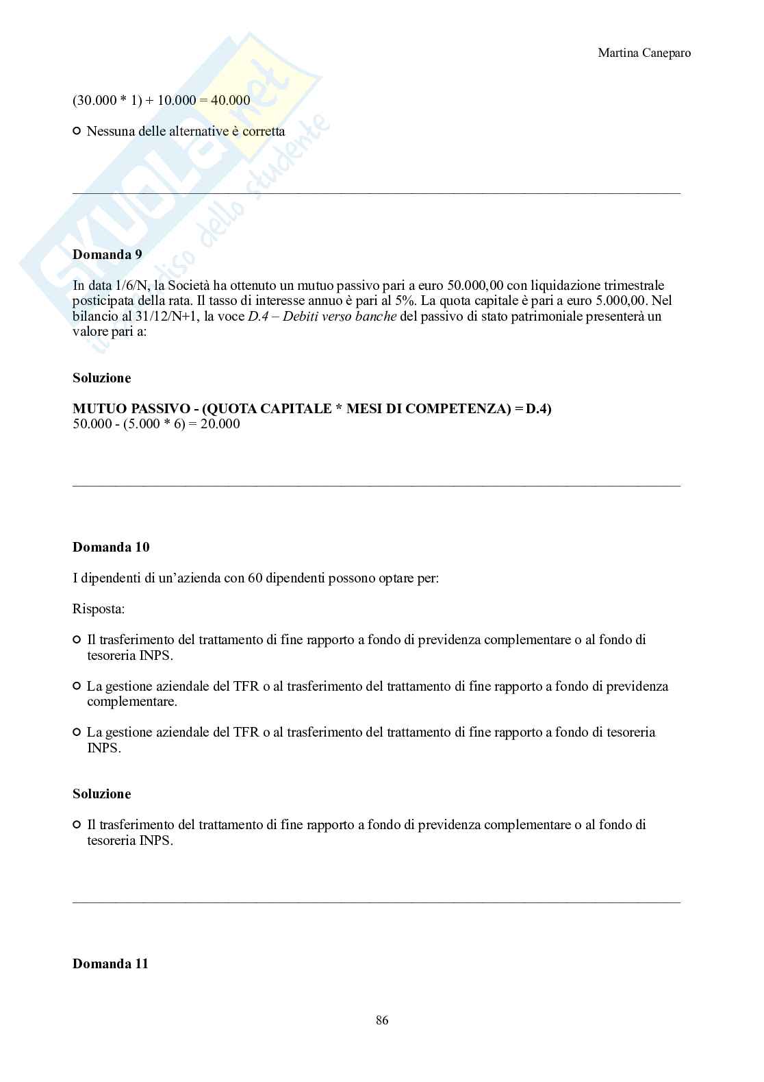 Ragioneria – Parte 3 – 8 appelli d'esame svolti + esercitazioni attivo e passivo Pag. 86