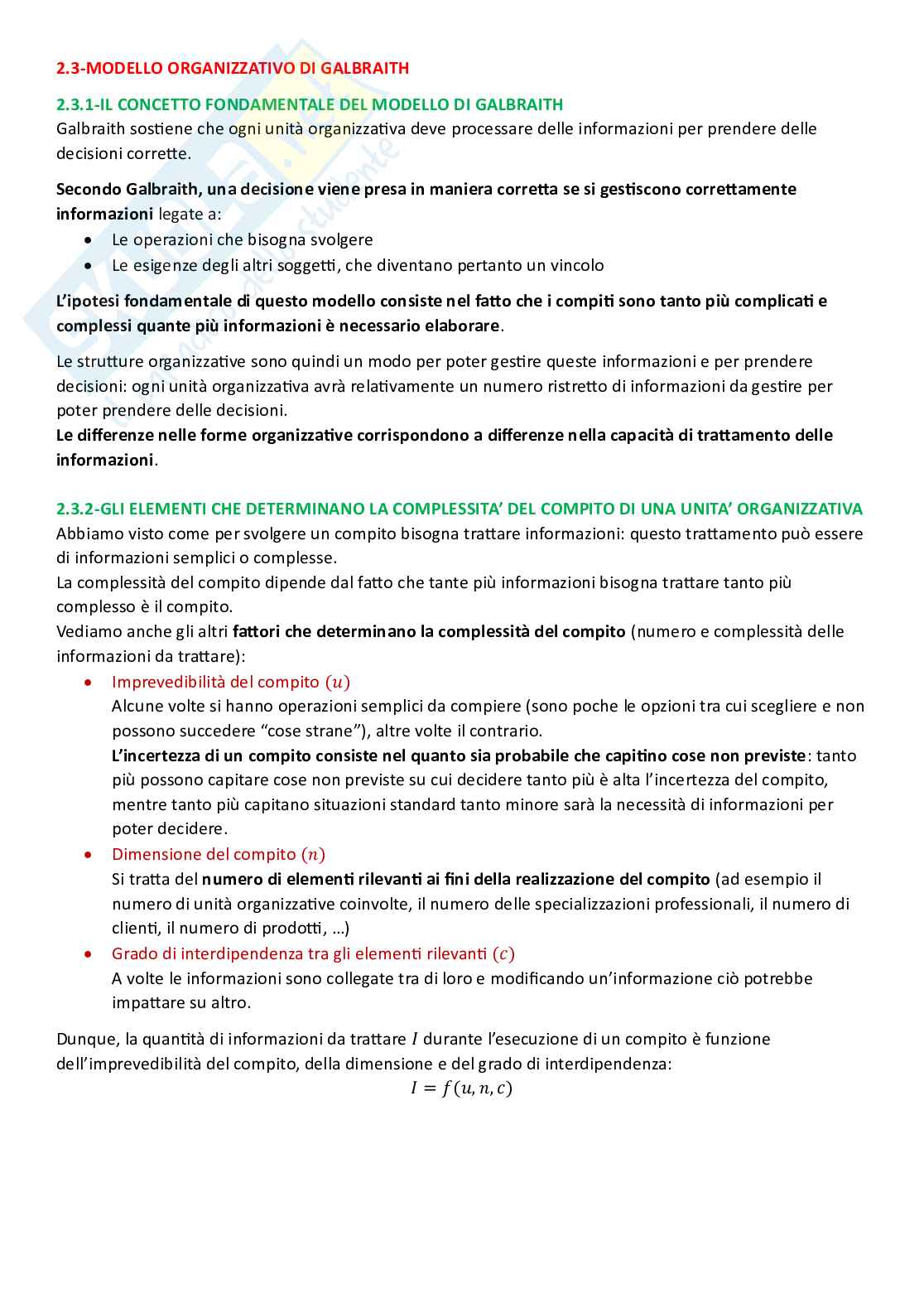 Sistemi organizzativi, parte 8 - Il modello organizzativo di Galbraith Pag. 1