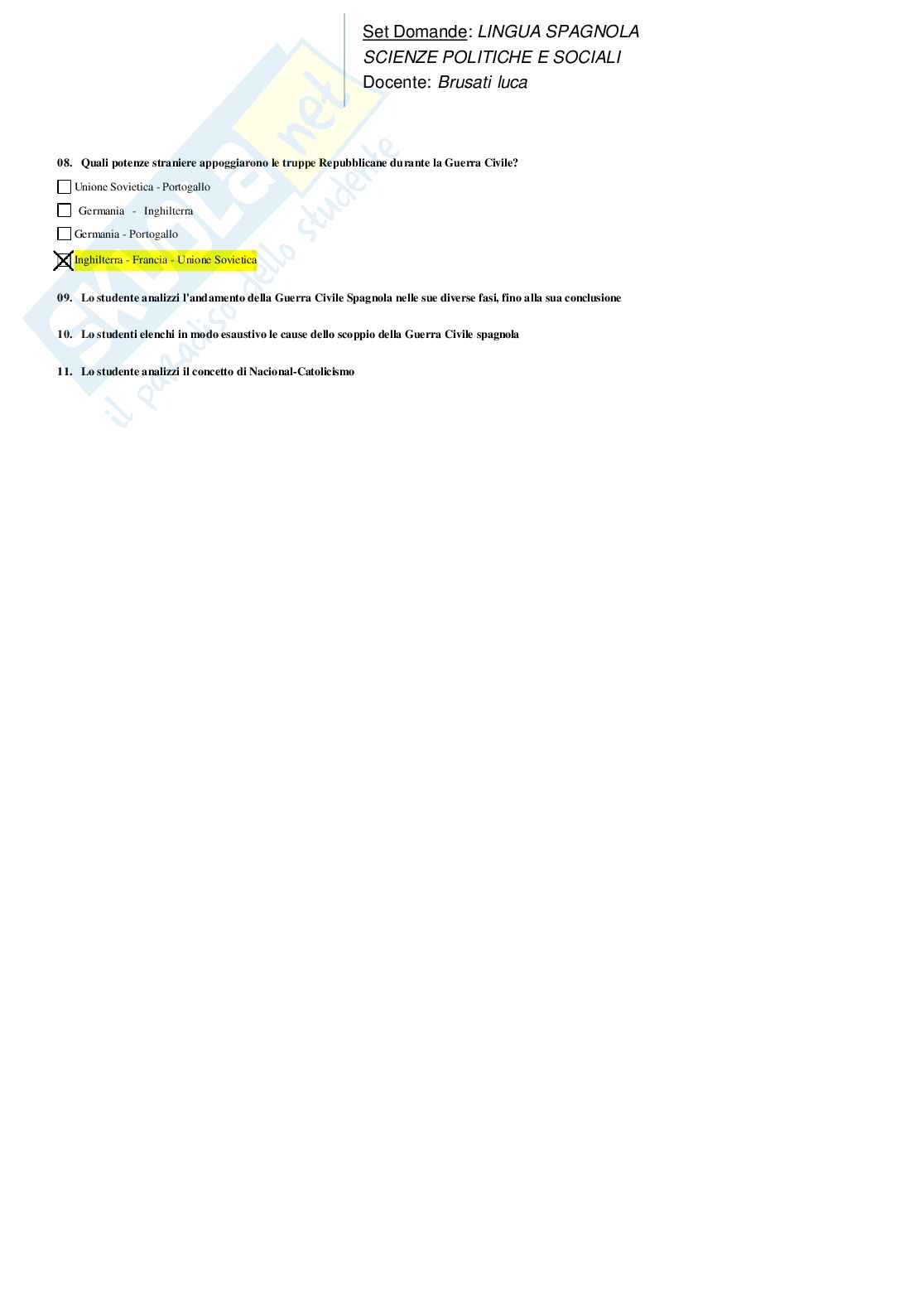 Risposte domande chiuse Lingua spagnola aggiornate 2024  Pag. 26