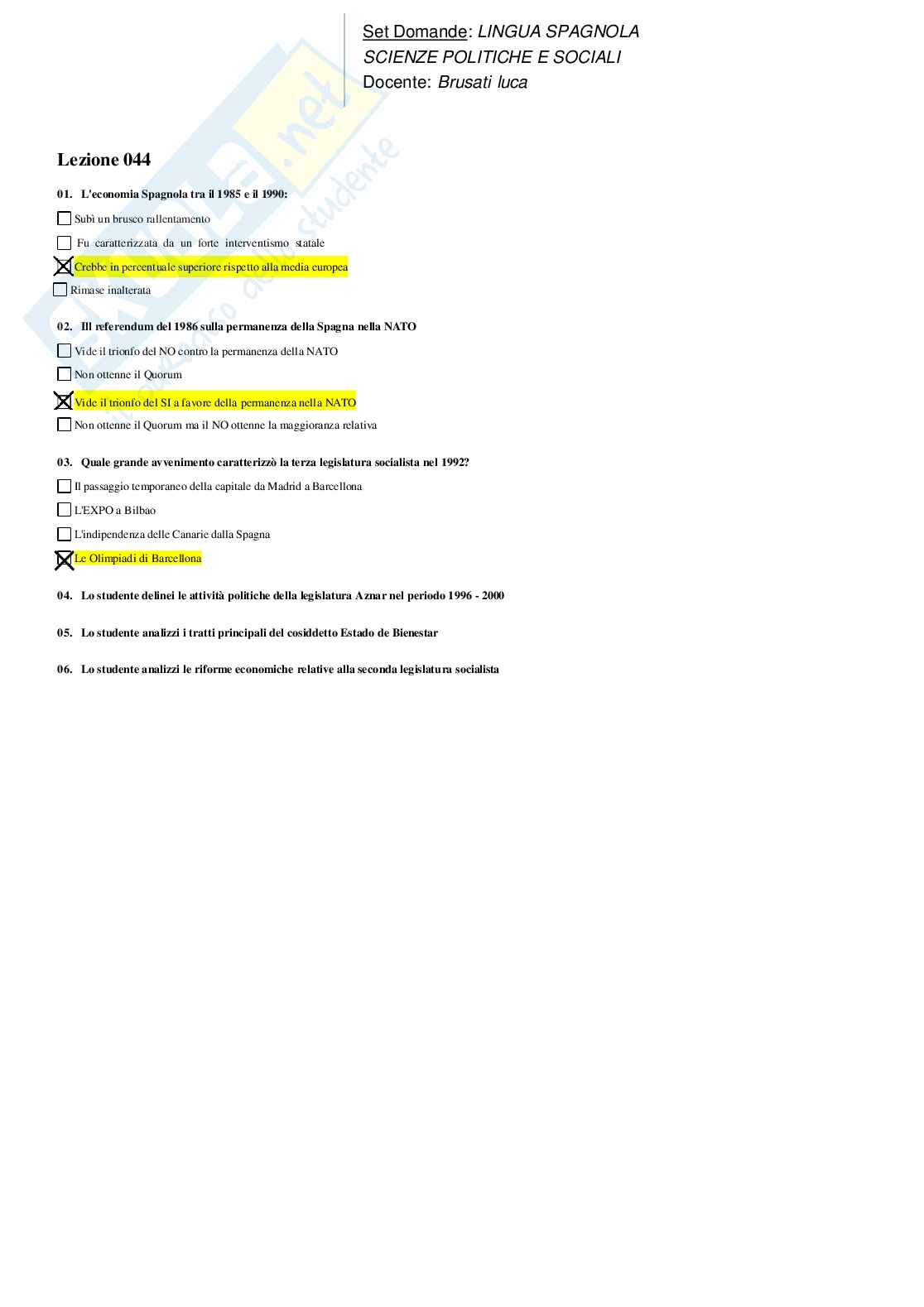 Risposte domande chiuse Lingua spagnola aggiornate 2024  Pag. 41
