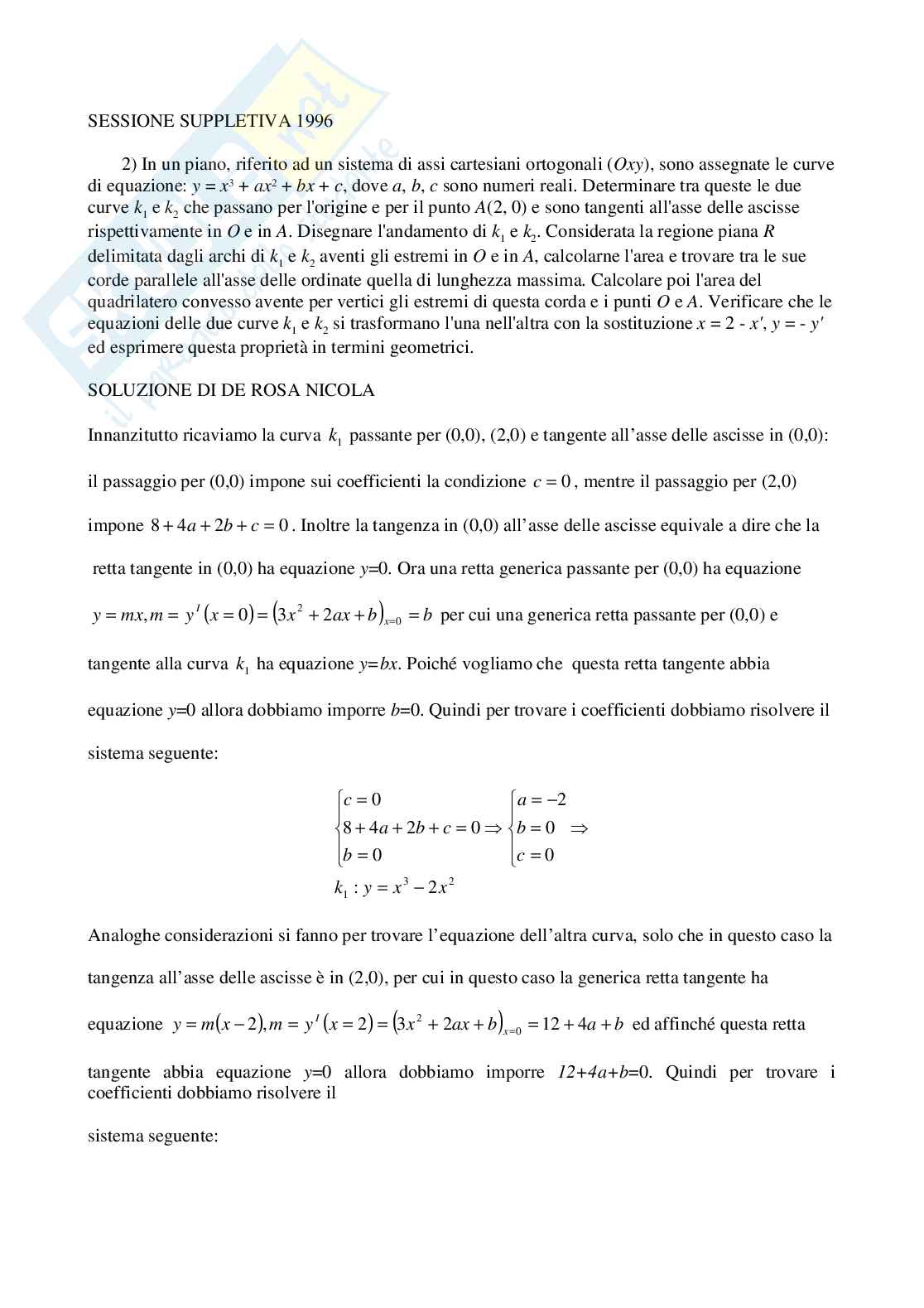 1996 - problema 2 sessione suppletiva - temi svolti Pag. 1