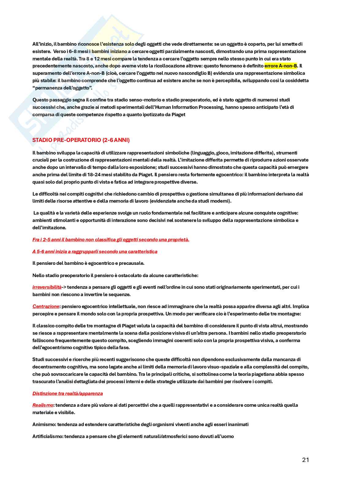 Riassunto esame Fondamenti di Psicologia Dinamica, Prof. Fastame Maria Chiara, libro consigliato Psicologia dello sviluppo, Gini, Lanfranchi, Vianello Pag. 21