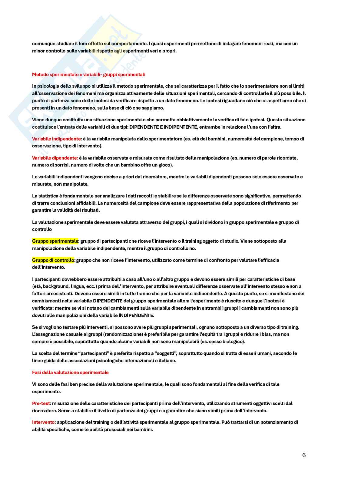 Riassunto esame Fondamenti di Psicologia Dinamica, Prof. Fastame Maria Chiara, libro consigliato Psicologia dello sviluppo, Gini, Lanfranchi, Vianello Pag. 6