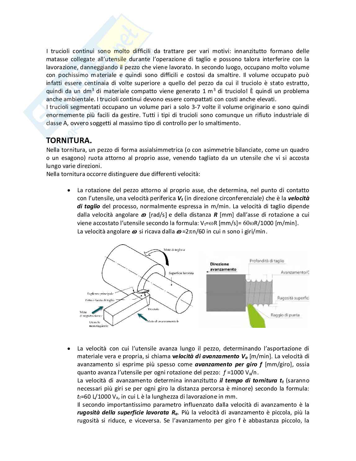 Appunti sui cicli di lavorazione e sull'asportazione di truciolo  Pag. 6