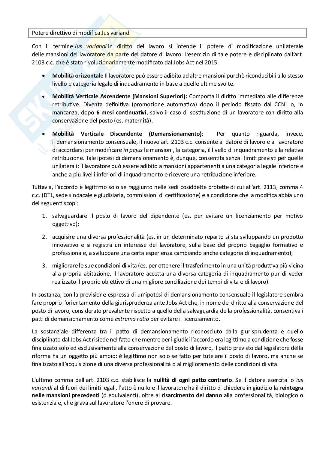 Appunti di Diritto del lavoro Pag. 1