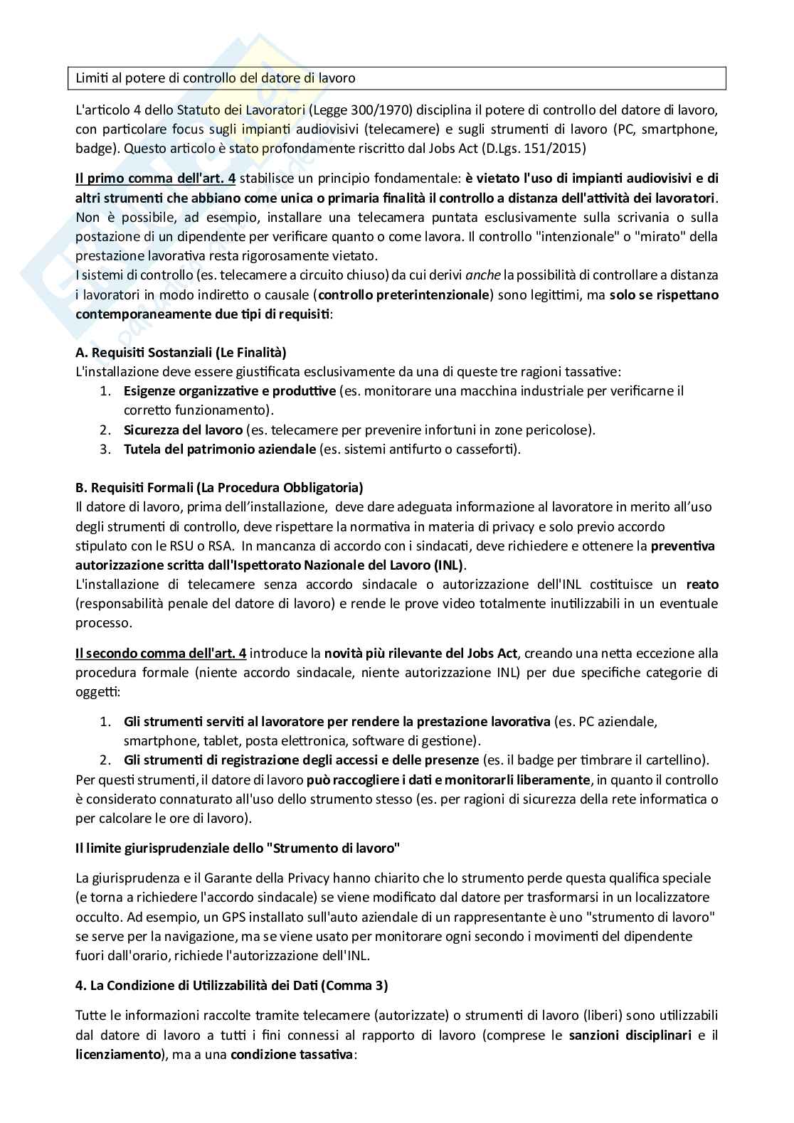 Appunti di Diritto del lavoro Pag. 2