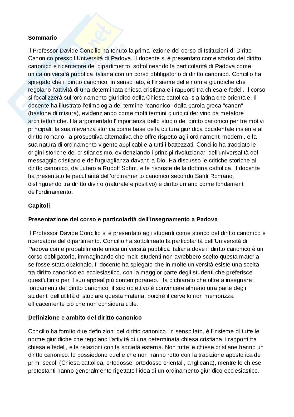 Definizioni del diritto canonico Pag. 1