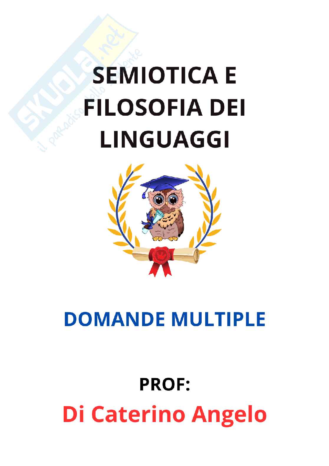 Paniere Semiotica e filosofia dei linguaggi - Risposte multiple - aggiornato (2026) Pag. 1