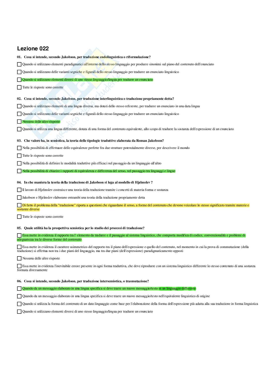 Paniere Semiotica e filosofia dei linguaggi - Risposte multiple - aggiornato (2026) Pag. 21