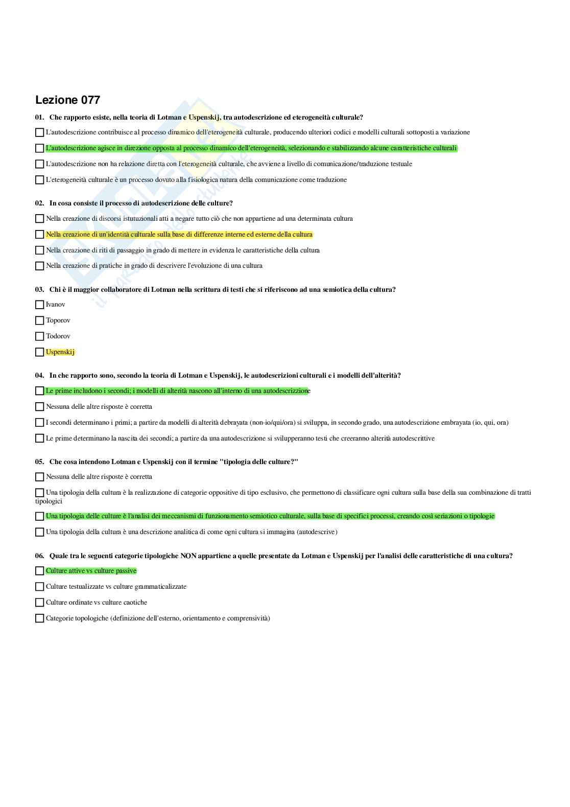 Paniere Semiotica e filosofia dei linguaggi - Risposte multiple - aggiornato (2026) Pag. 66