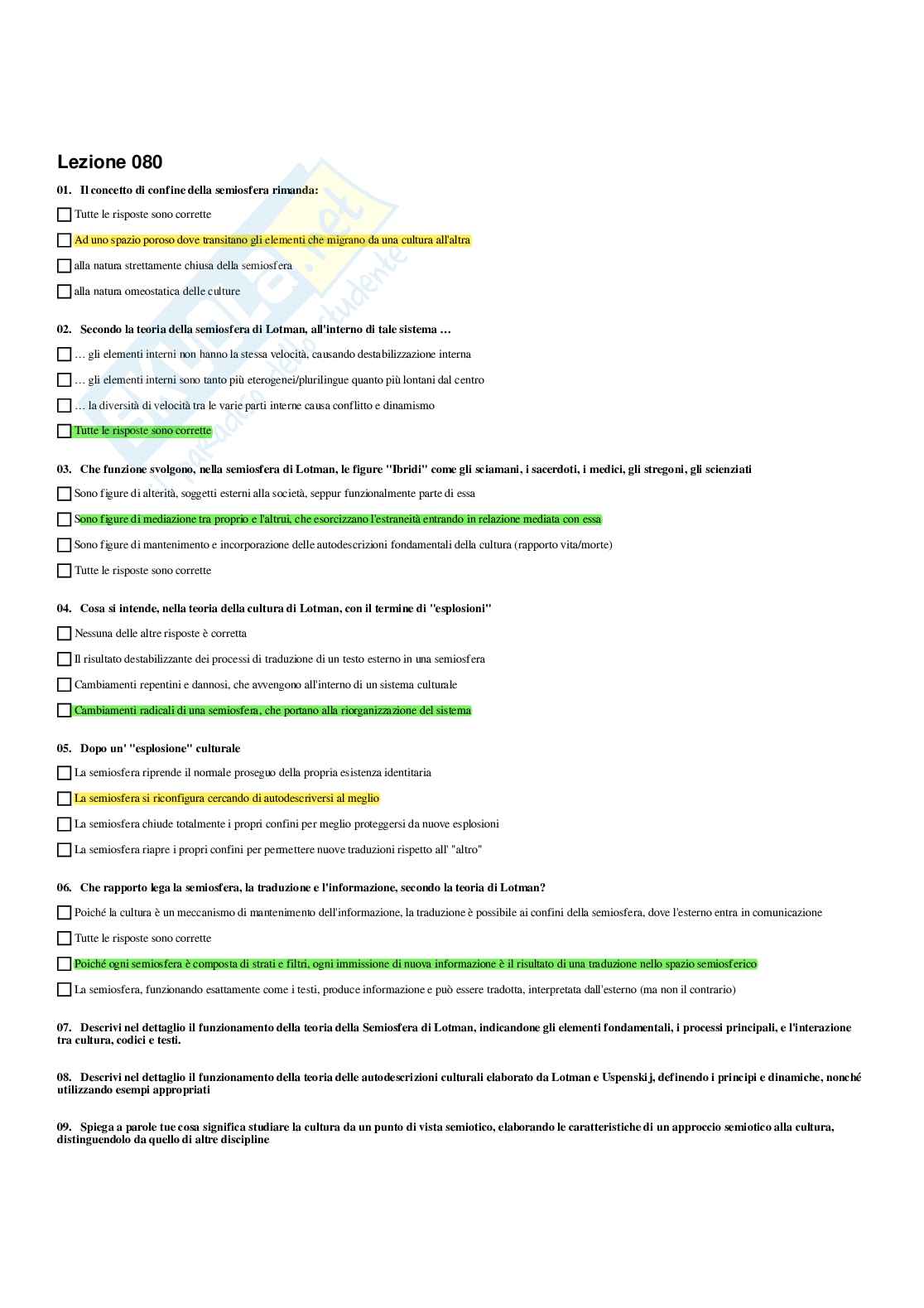 Paniere Semiotica e filosofia dei linguaggi - Risposte multiple - aggiornato (2026) Pag. 71