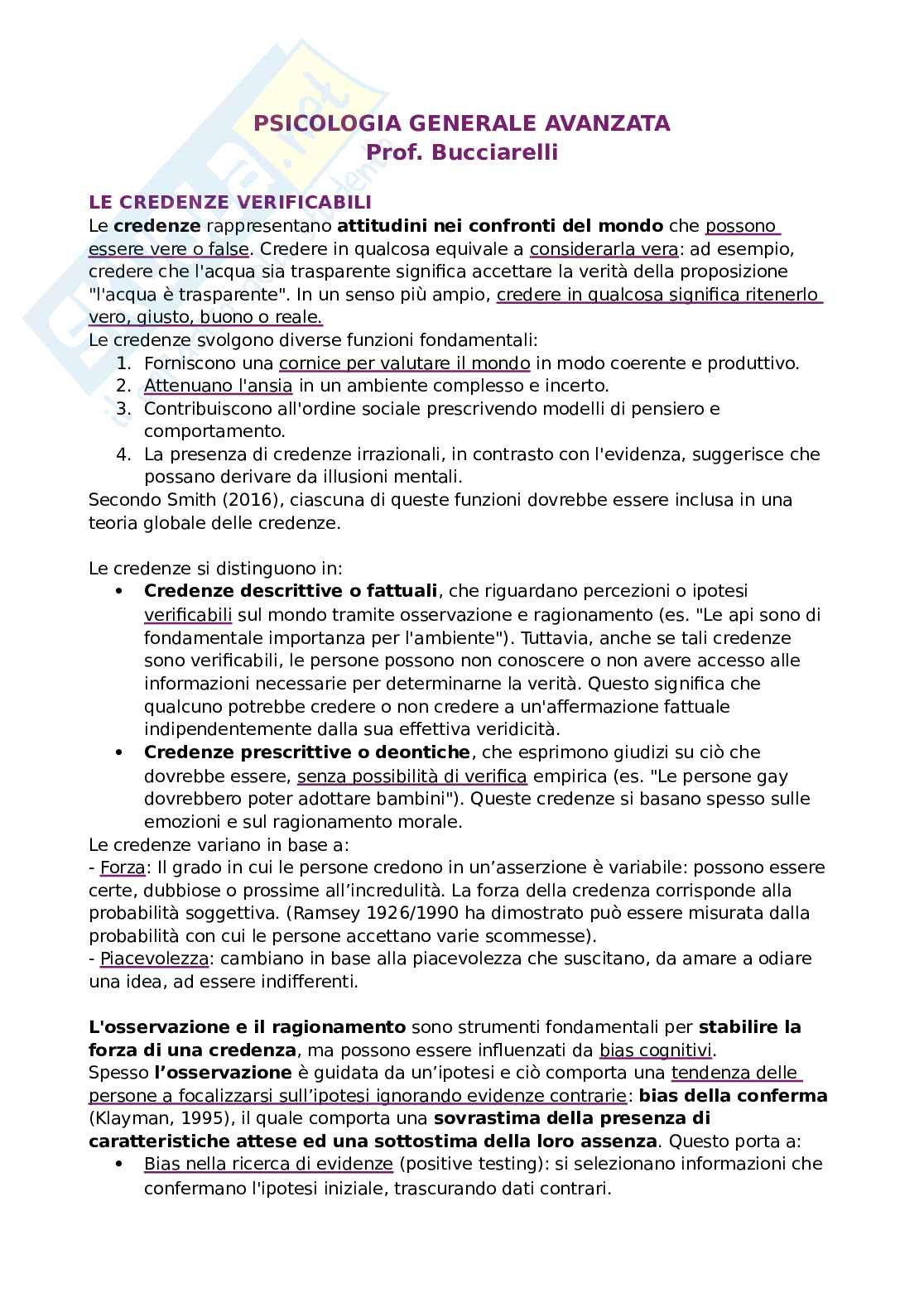 Appunti di Psicologia generale avanzata Pag. 1