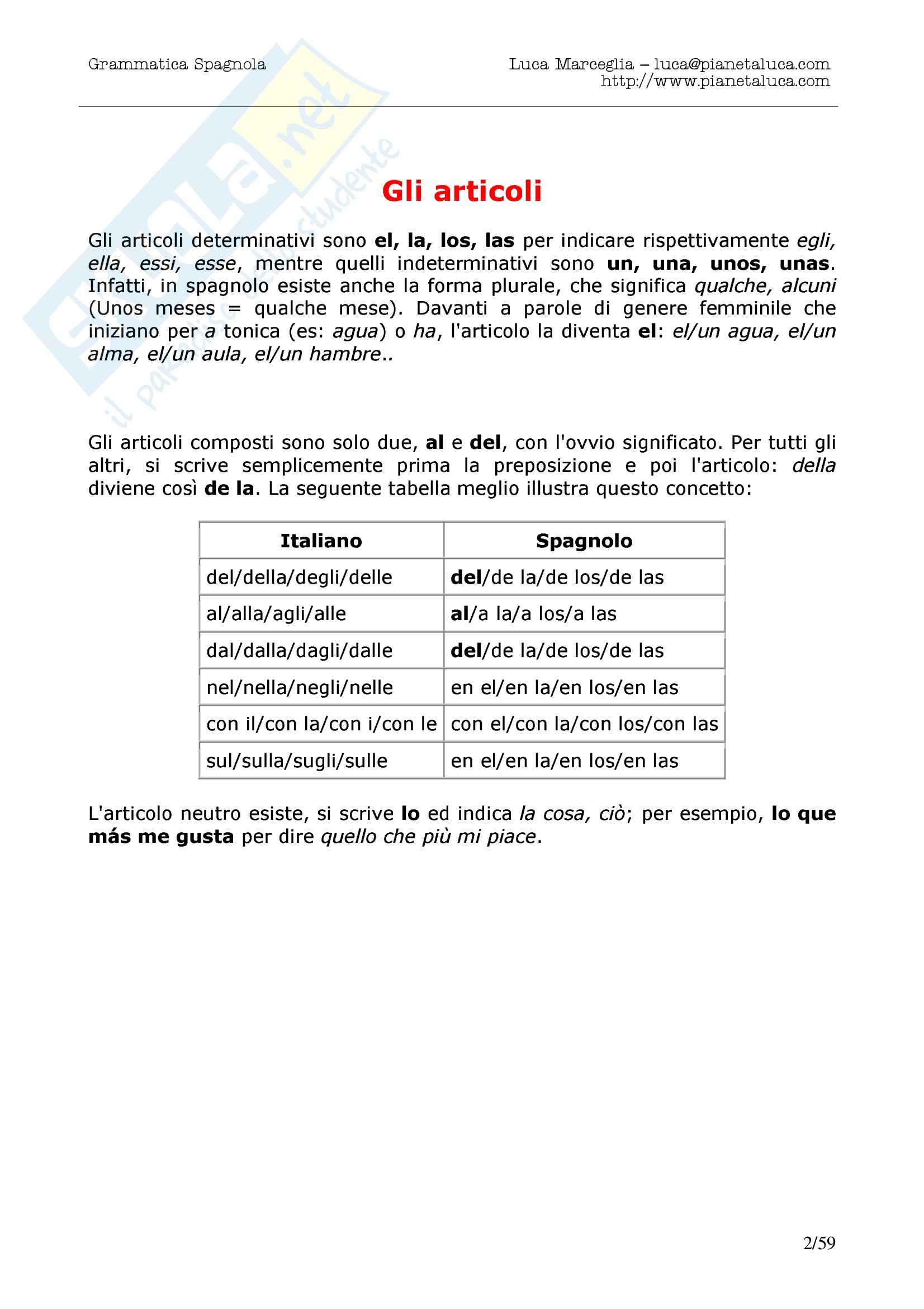 Grammatica spagnola Pag. 2