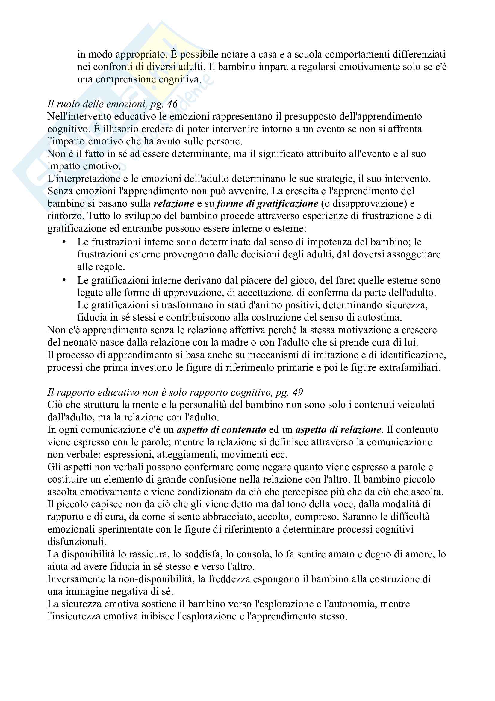 Riassunto esame pedagogia dell'infanzia, prof Zonca, libro consigliato Pedagogia al nido. Sentimenti e relazioni, Bosi Pag. 6