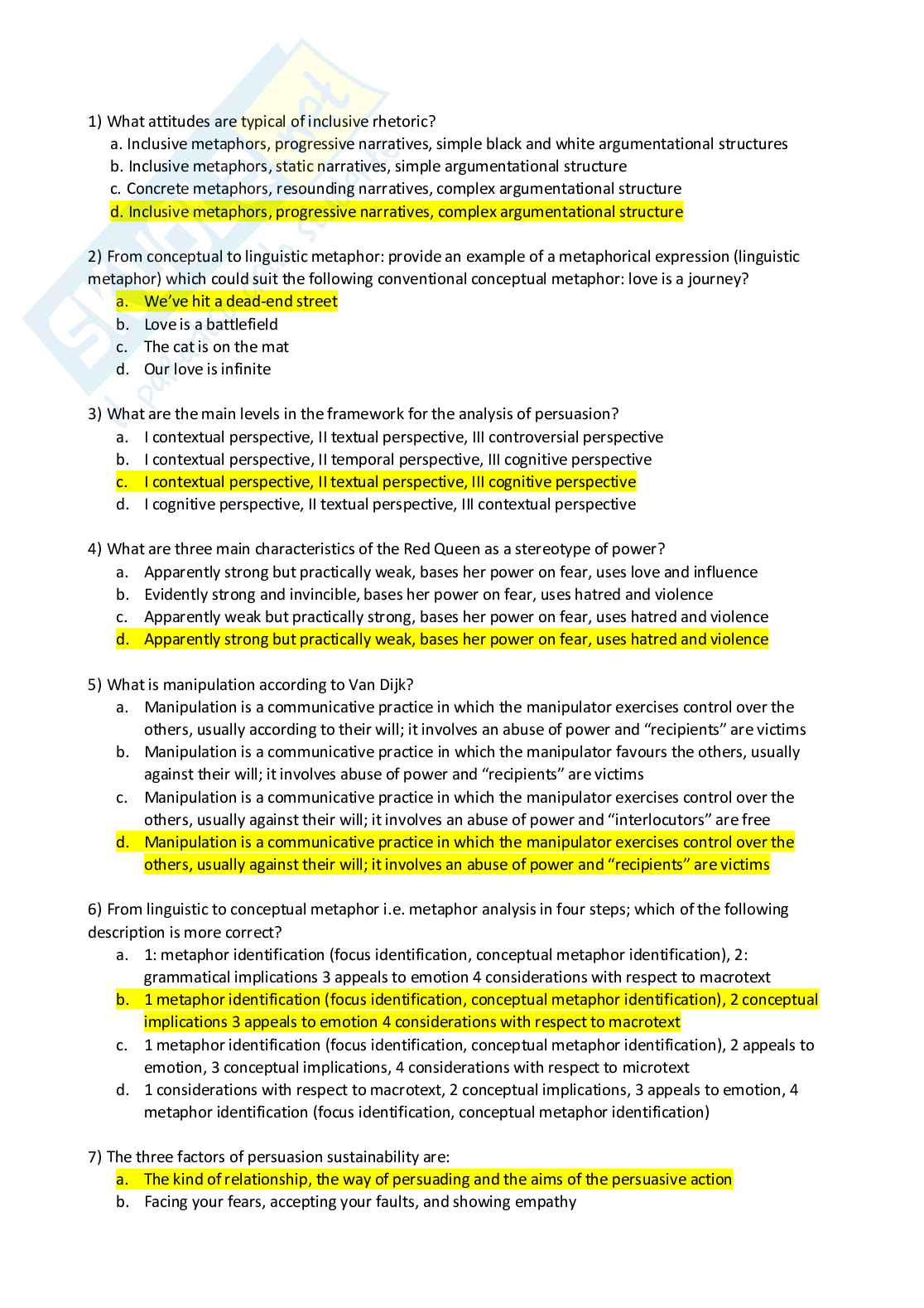 Domande esempio prova Lingua inglese Pag. 1