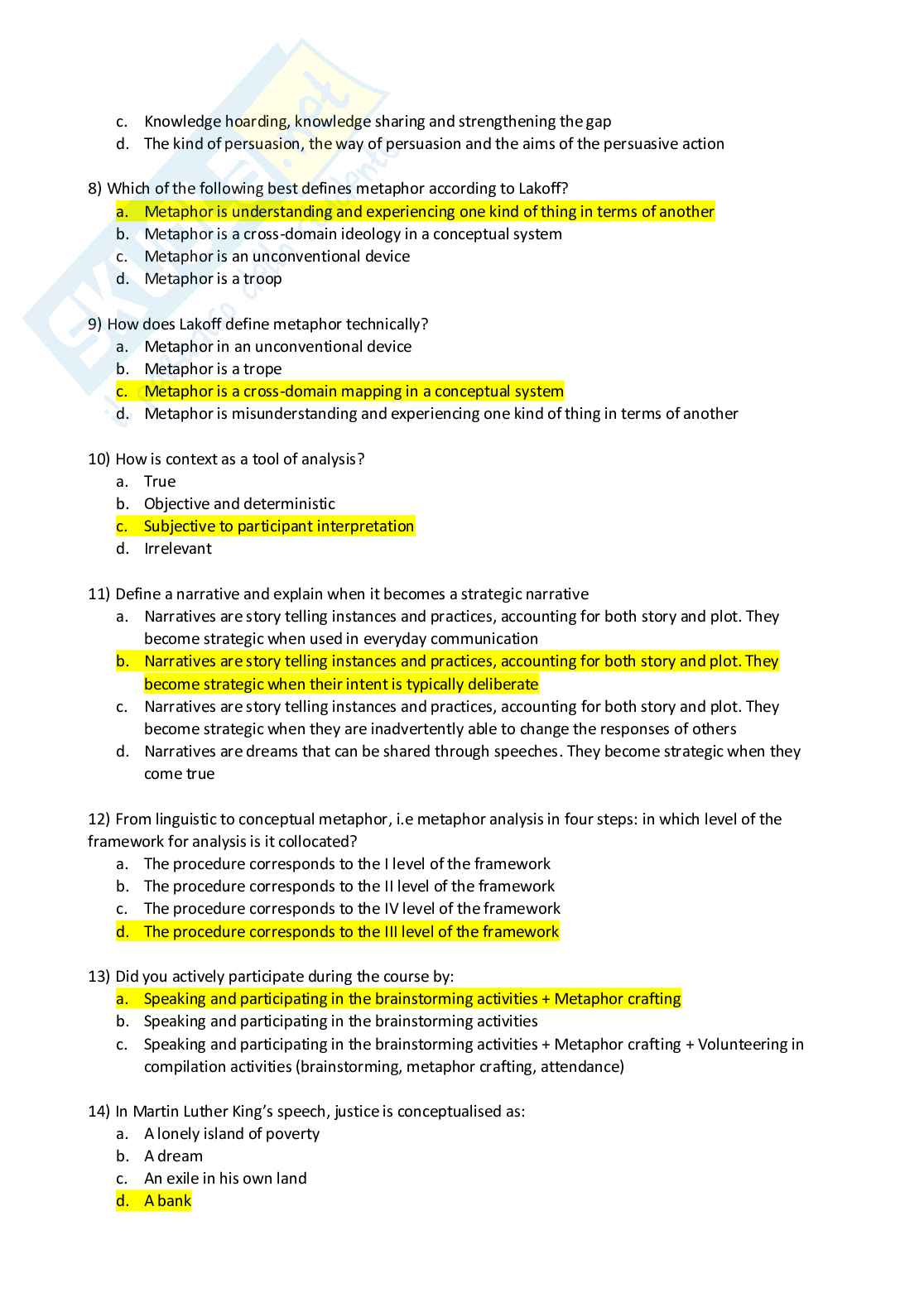 Domande esempio prova Lingua inglese Pag. 2