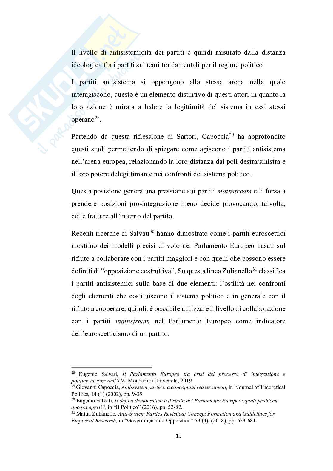 L’euroscetticismo e i principali partiti euroscettici italiani: Lega, Fratelli d’Italia e Movimento 5 Stelle  Pag. 16