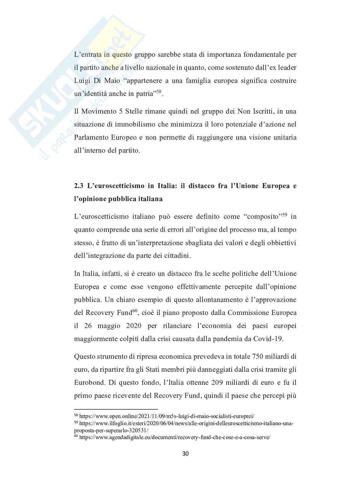 L’euroscetticismo e i principali partiti euroscettici italiani: Lega, Fratelli d’Italia e Movimento 5 Stelle  Pag. 31