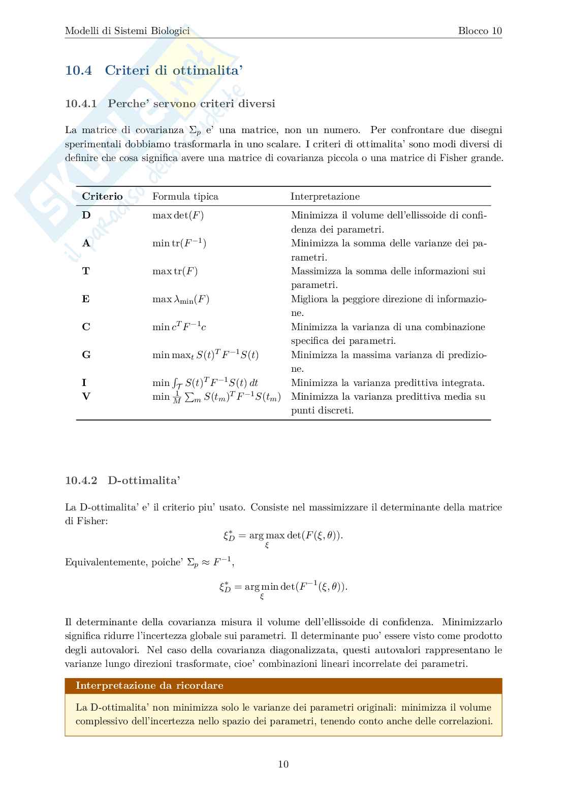 Blocco 10: esperimento ottimo Pag. 11