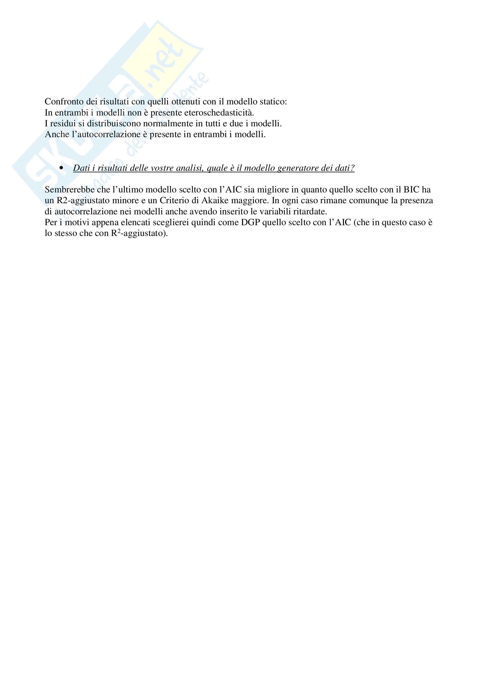 Introduzione all'Econometria - Prova pratica Pag. 11