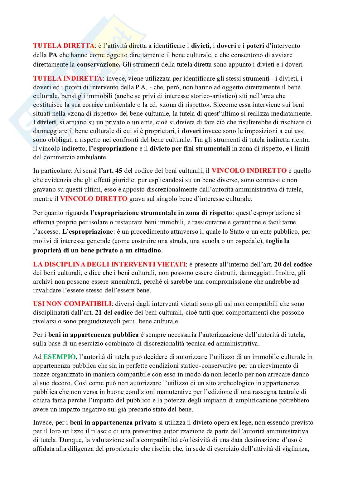 Riassunto esame Legislazione dei beni culturali, Prof. Di Fiore Giuliana, libro consigliato Elementi di diritto dei beni culturali, Guido Clemente di San Luca, Rita Savoia Pag. 16