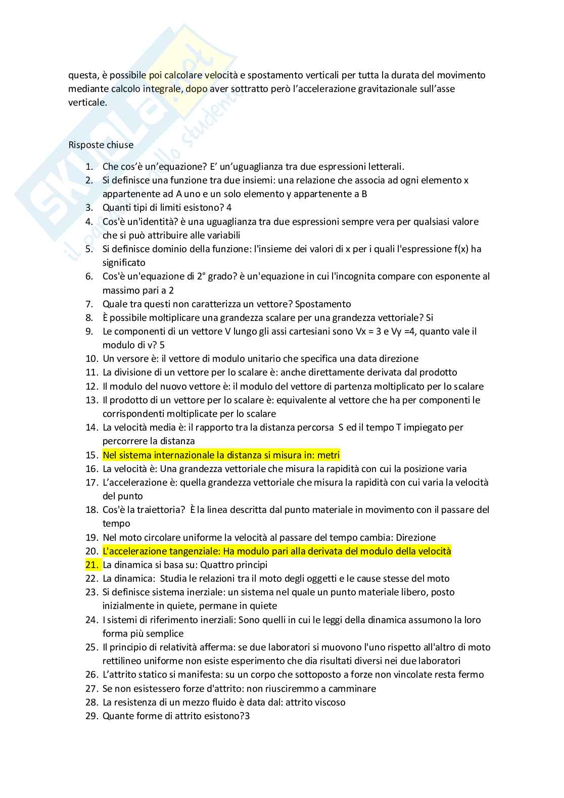 Paniere Biomeccanica - (2026) - Risposte aperte corrette  Pag. 21
