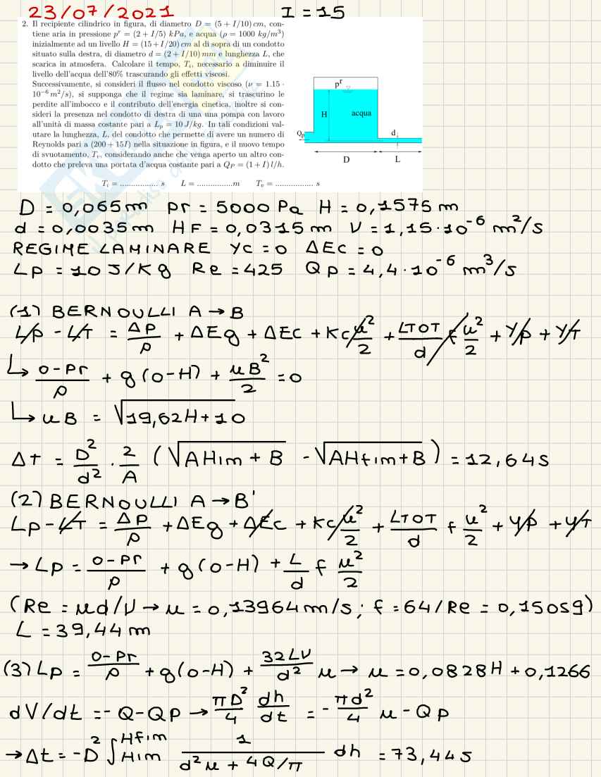 Secondo esercizio Fluidodinamica Pag. 16