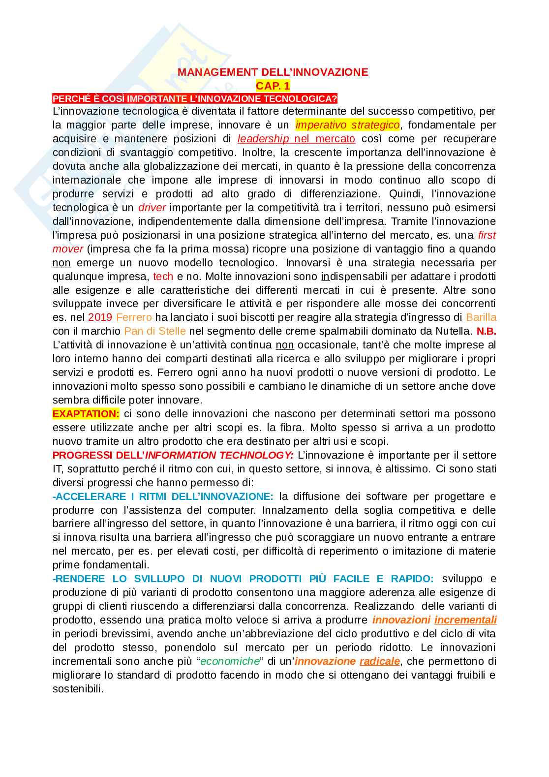 Management dell'innovazione Pag. 1