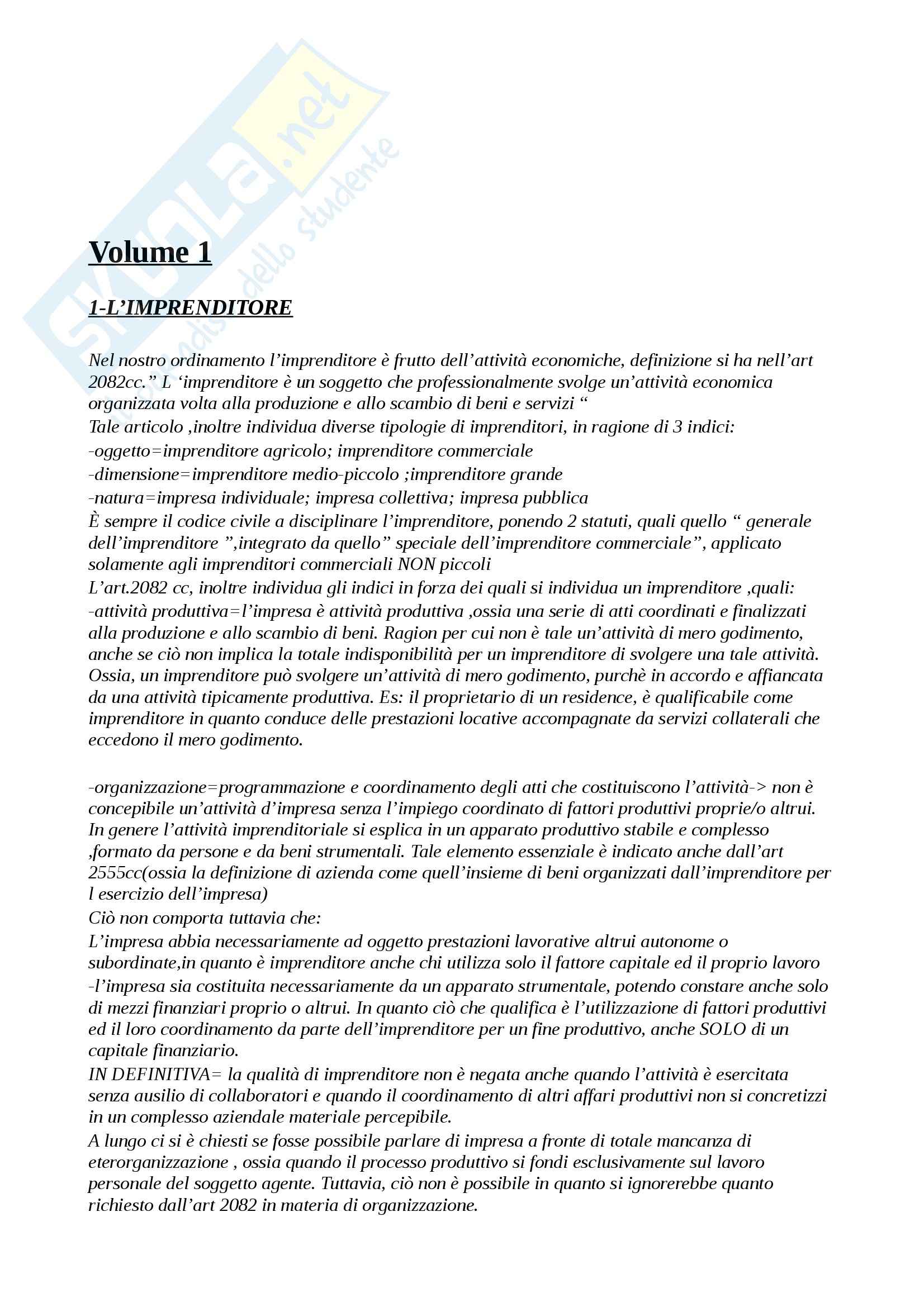 Riassunto esame Diritto, prof. Rispoli, libro consigliato Manuale di diritto commerciale, Campobasso Pag. 1