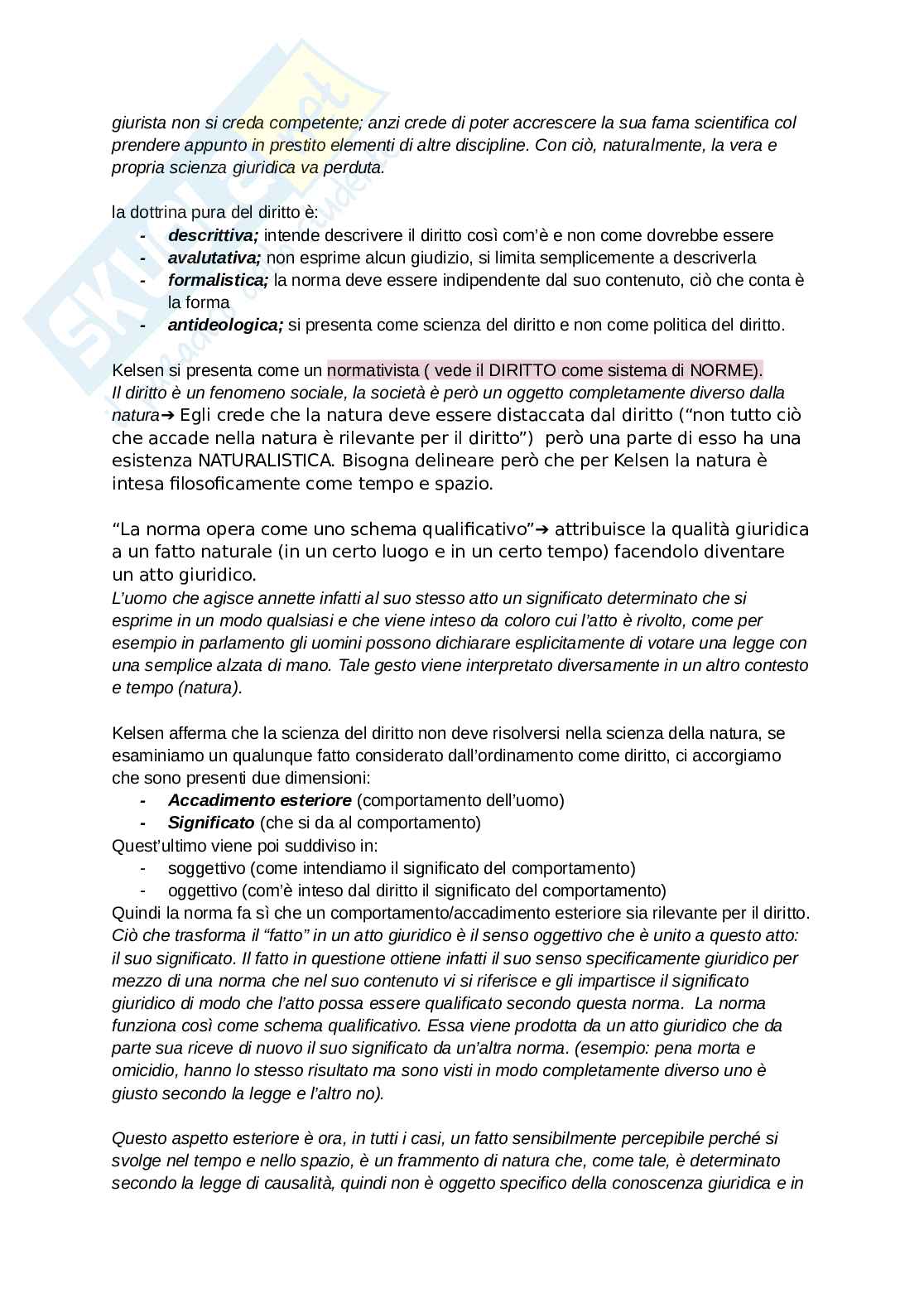 Riassunto esame Filosofia del diritto, Prof. Campanale Anna Maria, libro consigliato Lineamenti di dottrina pura del diritto , Hans Kelsen  Pag. 2