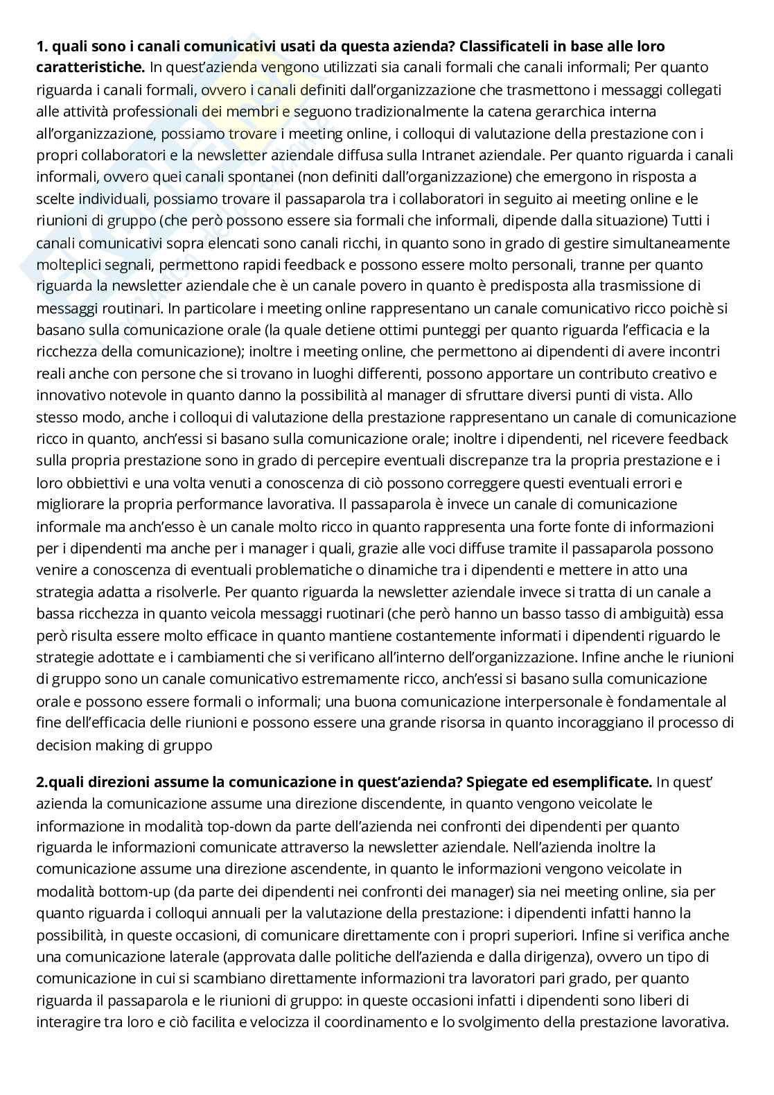 Riassunto esame Organizzazione aziendale, Prof. Isari Daniela, libro consigliato Comportamento organizzativo. Conoscere e sviluppare competenze organizzative, Pearson, 2021 (Capitoli 1, 4, 6, 7, 8, 9, 10, 11, 14, 15S, Bins. Juge, Bodega Pag. 46
