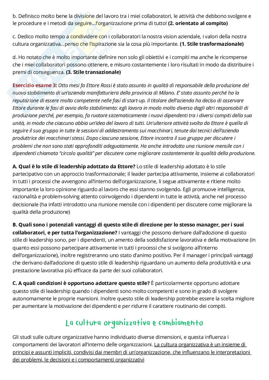 Riassunto esame Organizzazione aziendale, Prof. Isari Daniela, libro consigliato Comportamento organizzativo. Conoscere e sviluppare competenze organizzative, Pearson, 2021 (Capitoli 1, 4, 6, 7, 8, 9, 10, 11, 14, 15S, Bins. Juge, Bodega Pag. 56
