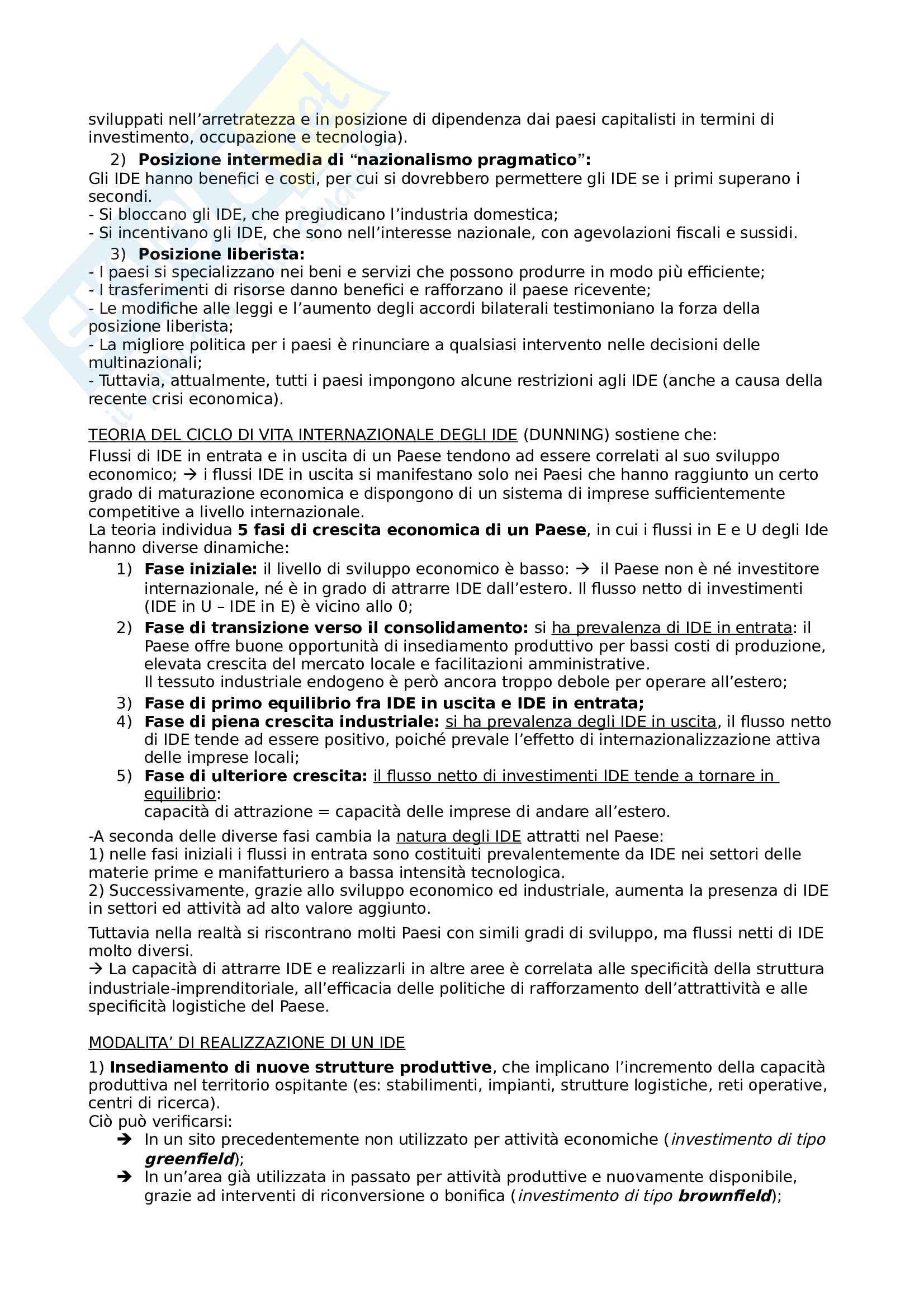 Gestione delle imprese internazionali Pag. 6