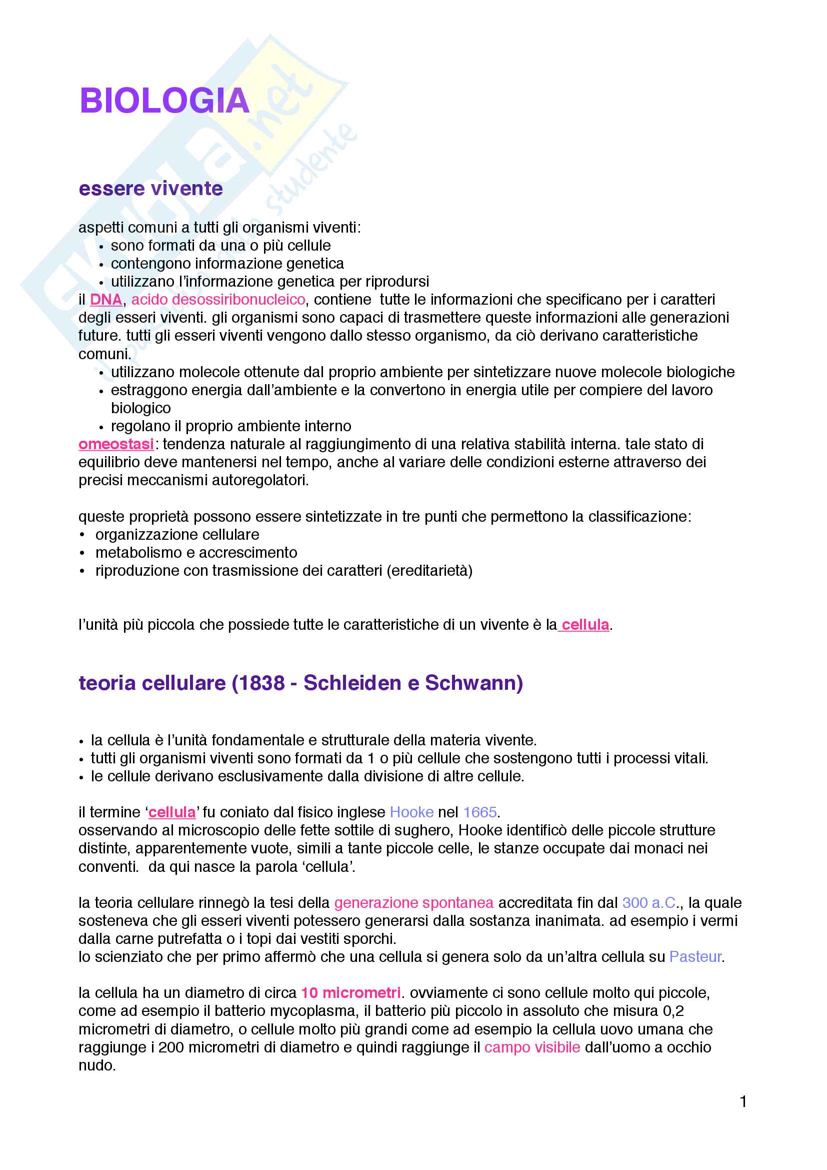 Biologia (fisiologia e anatomia 1) Pag. 1