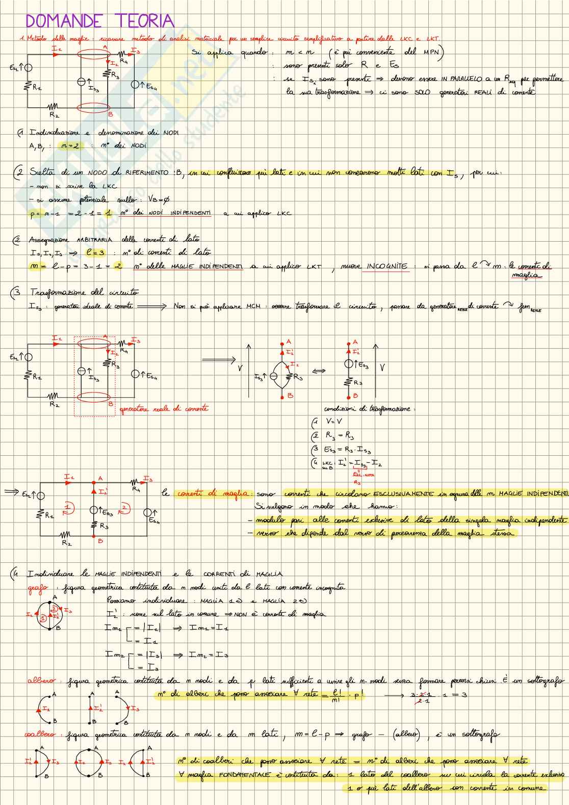 Domande di teoria svolte Elettrotecnica e macchine elettriche Pag. 1