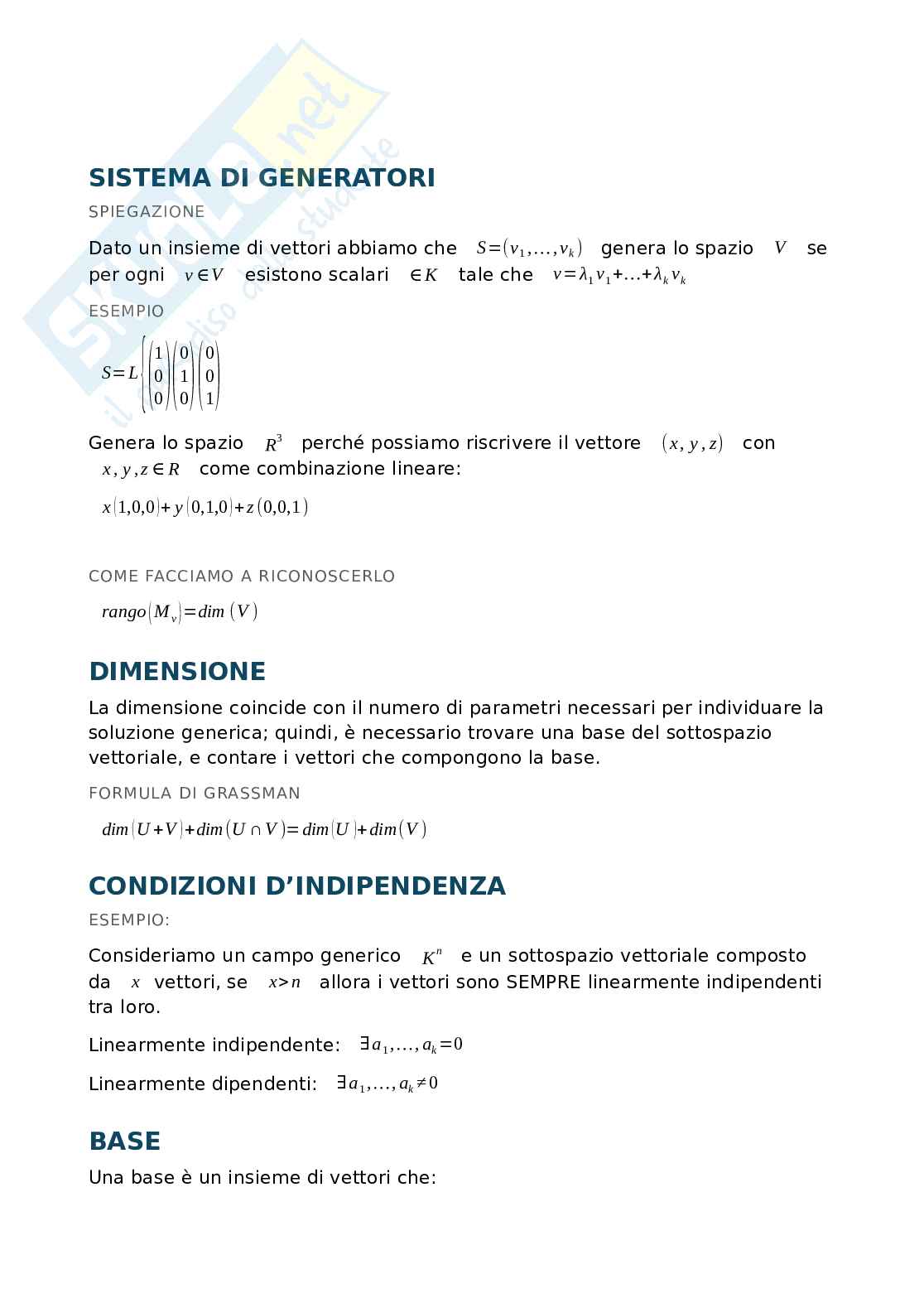 Teoria per svolgere esercizi dei compitini di Geometria Pag. 11