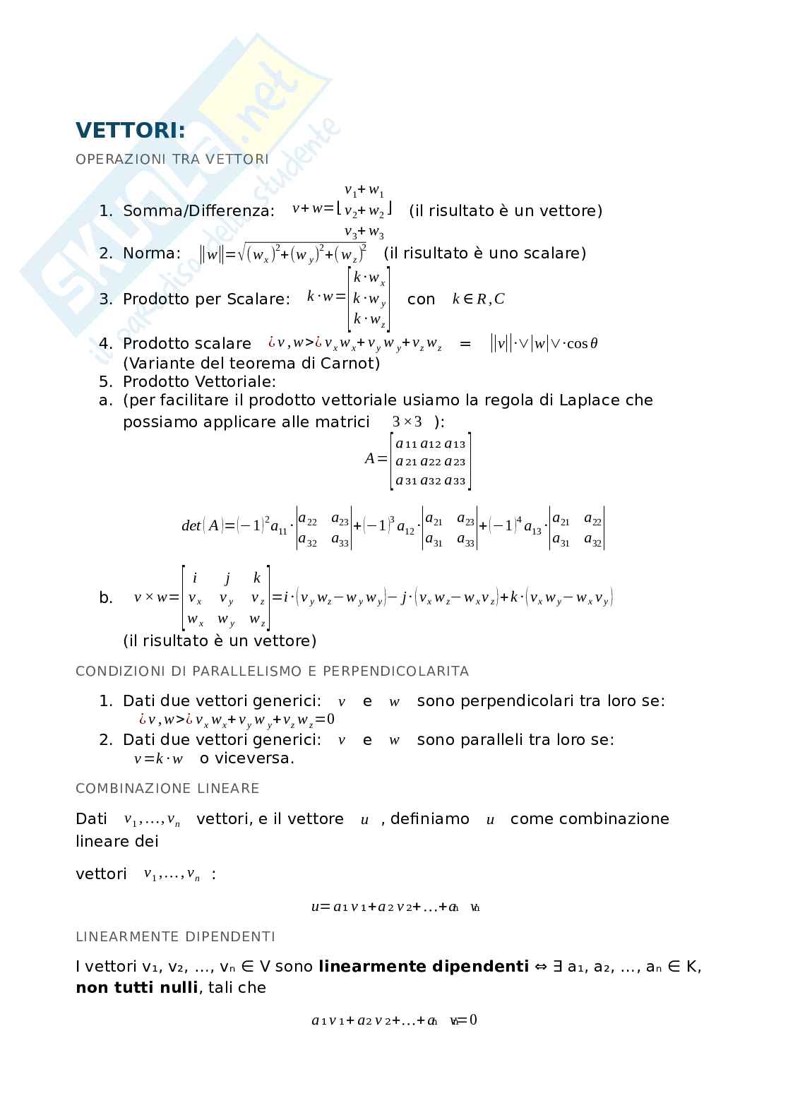 Teoria per svolgere esercizi dei compitini di Geometria Pag. 2