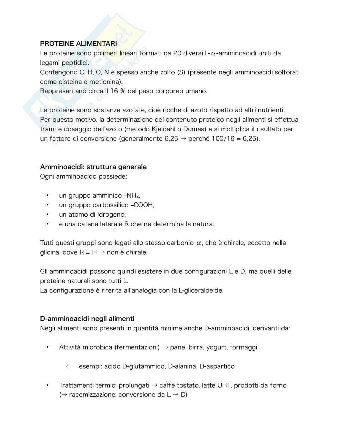 Chimica e normativa dei prodotti alimentari - proteine Pag. 1