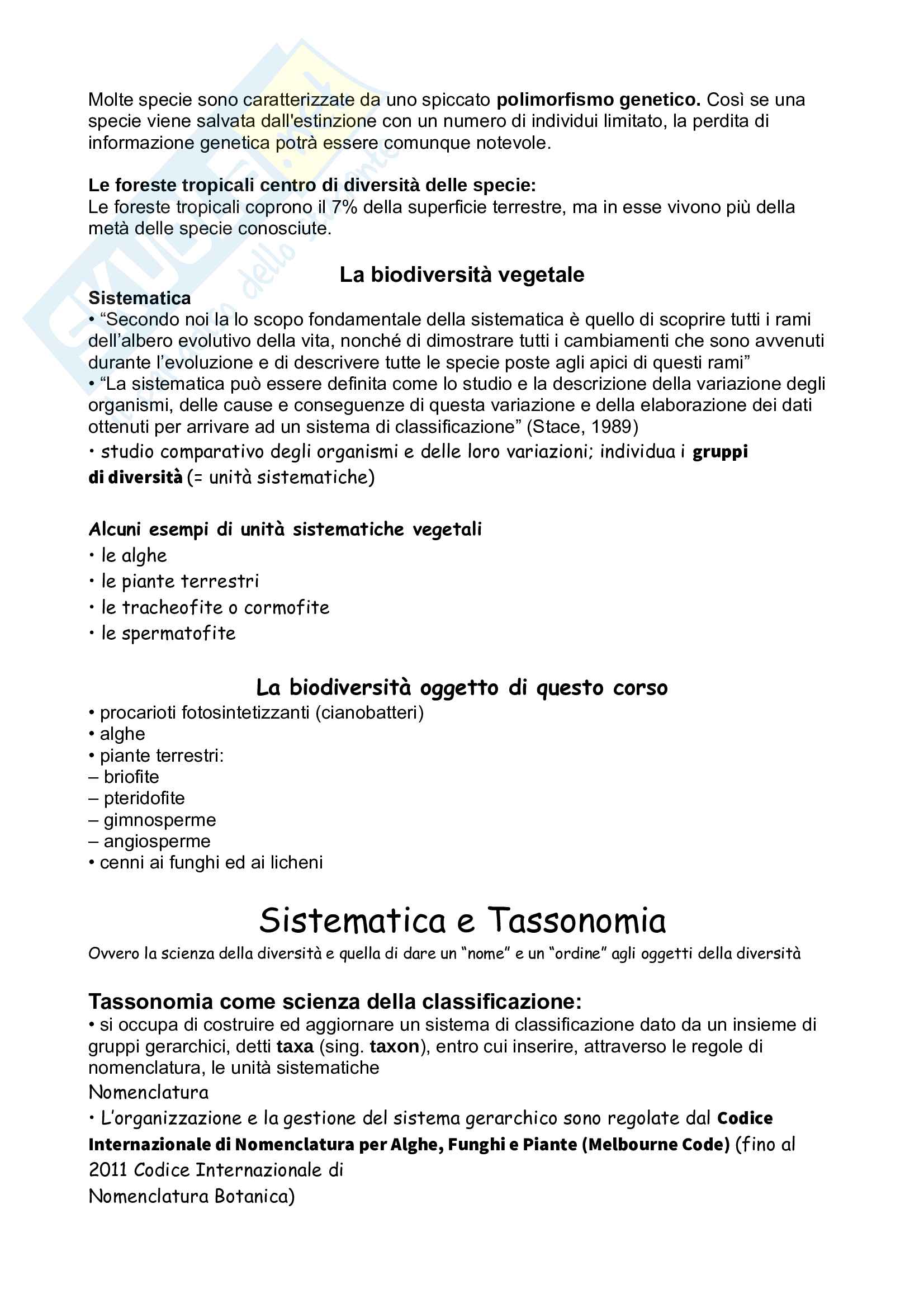 Botanica Sistematica: Riassunti completi Pag. 2