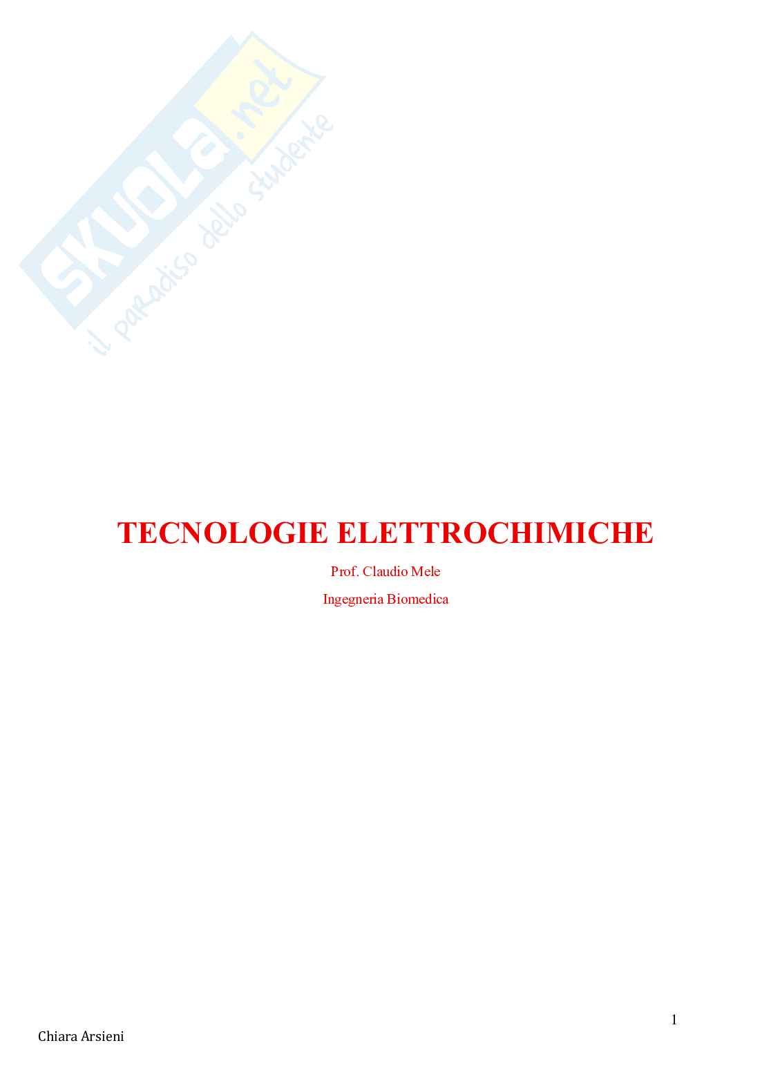 Tecnologie elettrochimiche Pag. 1