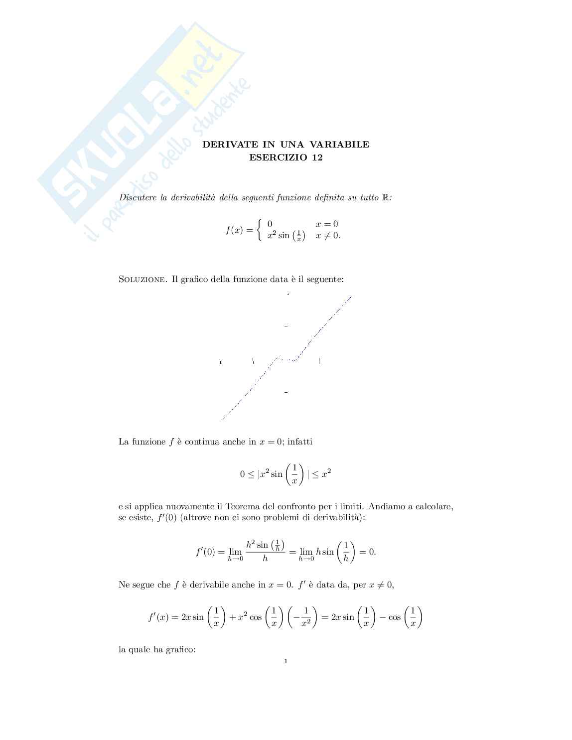 Derivate di funzioni in una variabile: esercizio 3.12 con commento audio Pag. 1